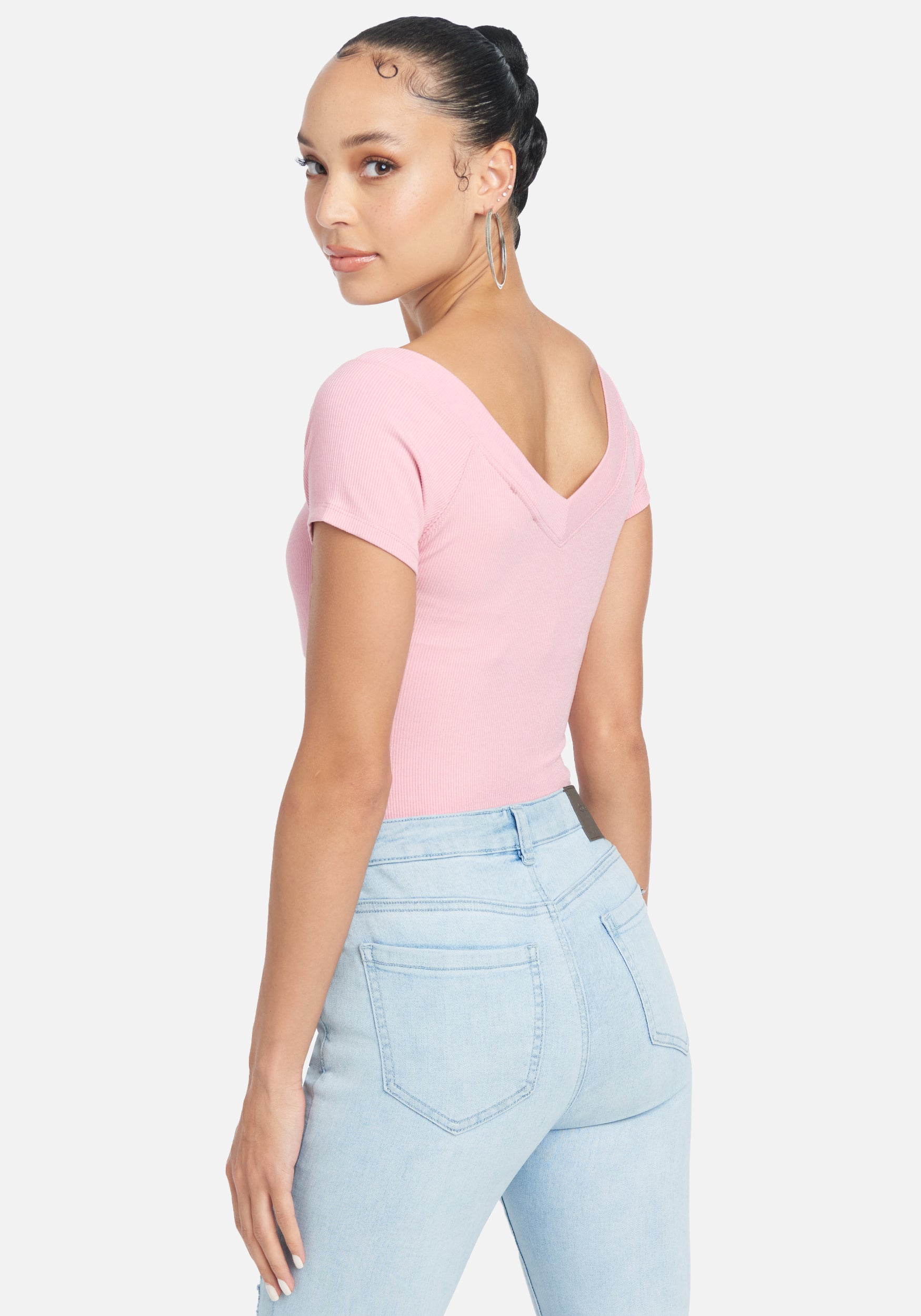 Crystal Logo Double V-Neck Short Sleeve Tee