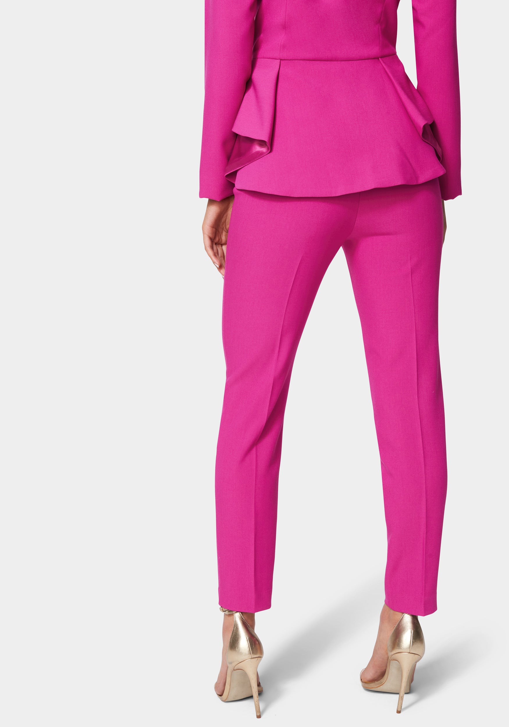 High Waist Multi Dart Woven Slim Leg Pant