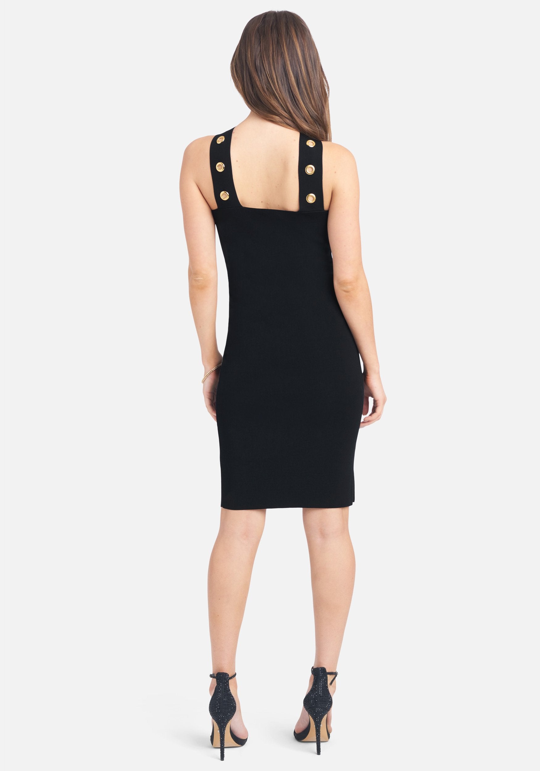 Grommet Halter Sweater Knit Dress