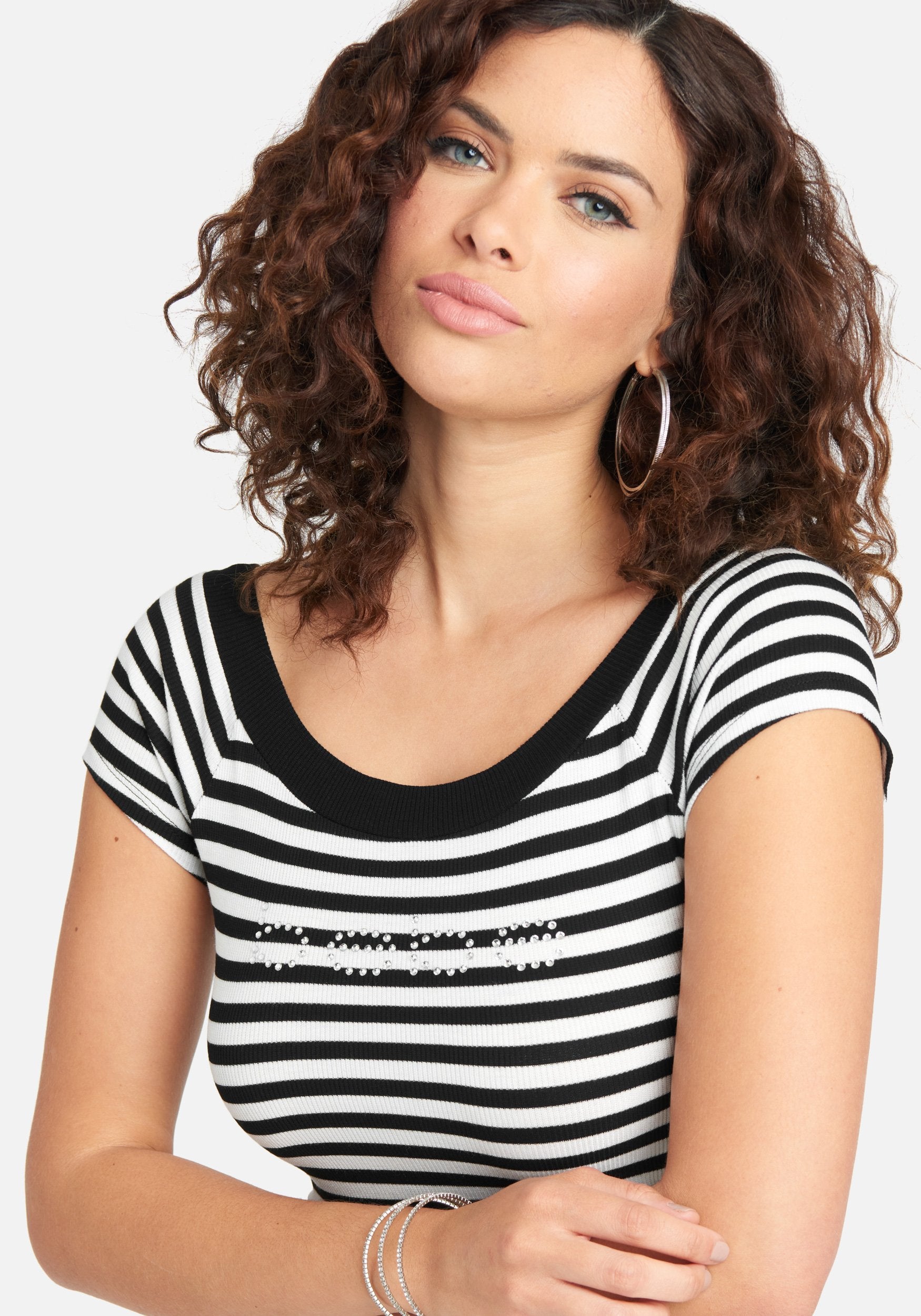 Stripe Bodycon Bebe Logo Dress