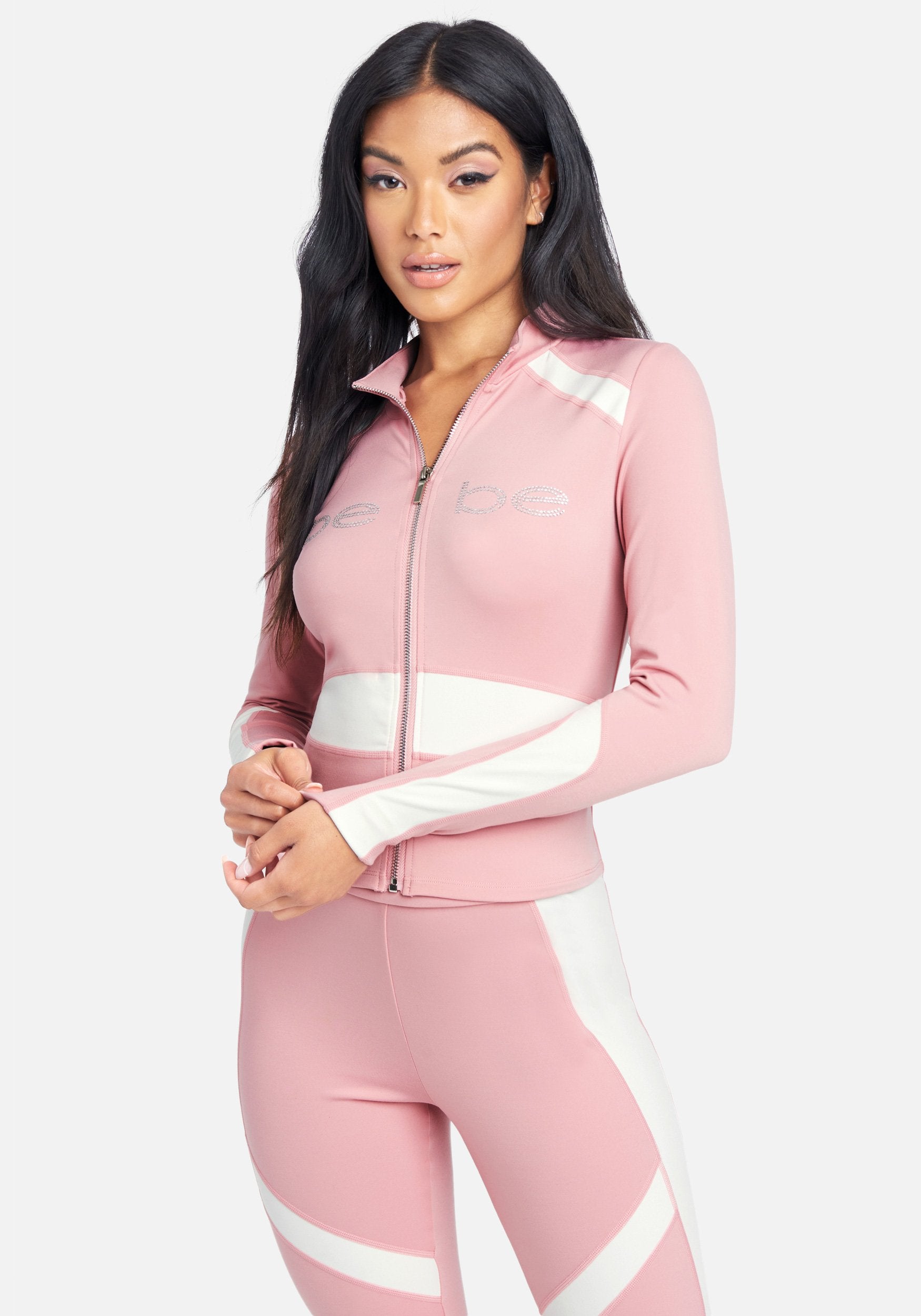 Bebe Logo Color Block Crop Jacket