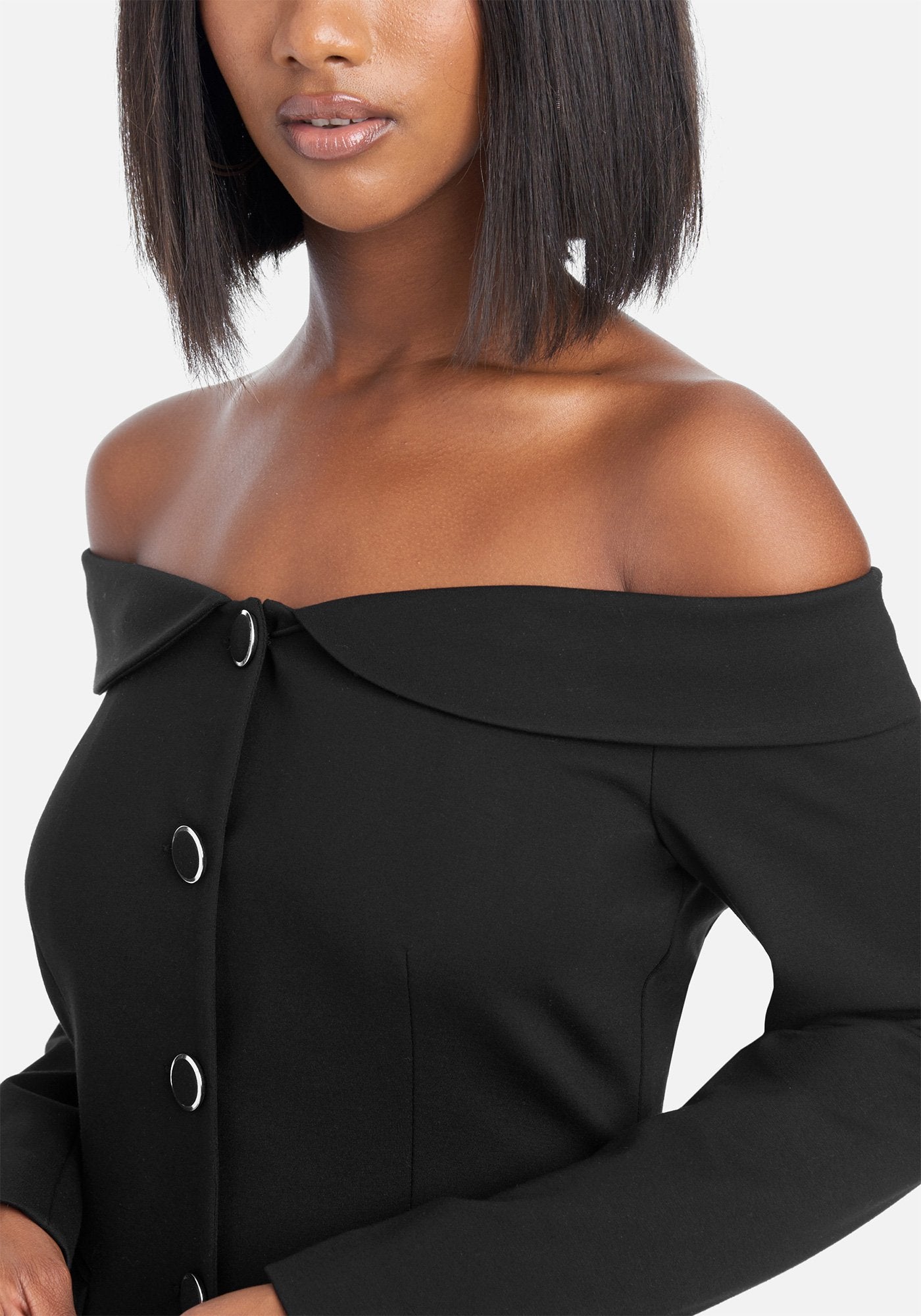 Off Shoulder Button Up Blazer