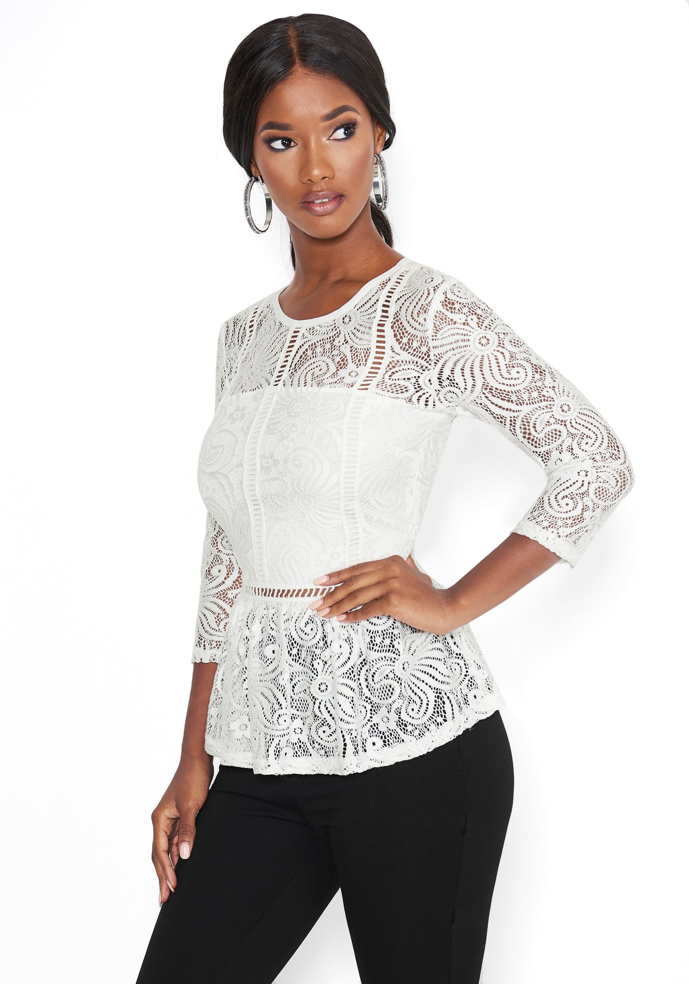 Lace Peplum Top