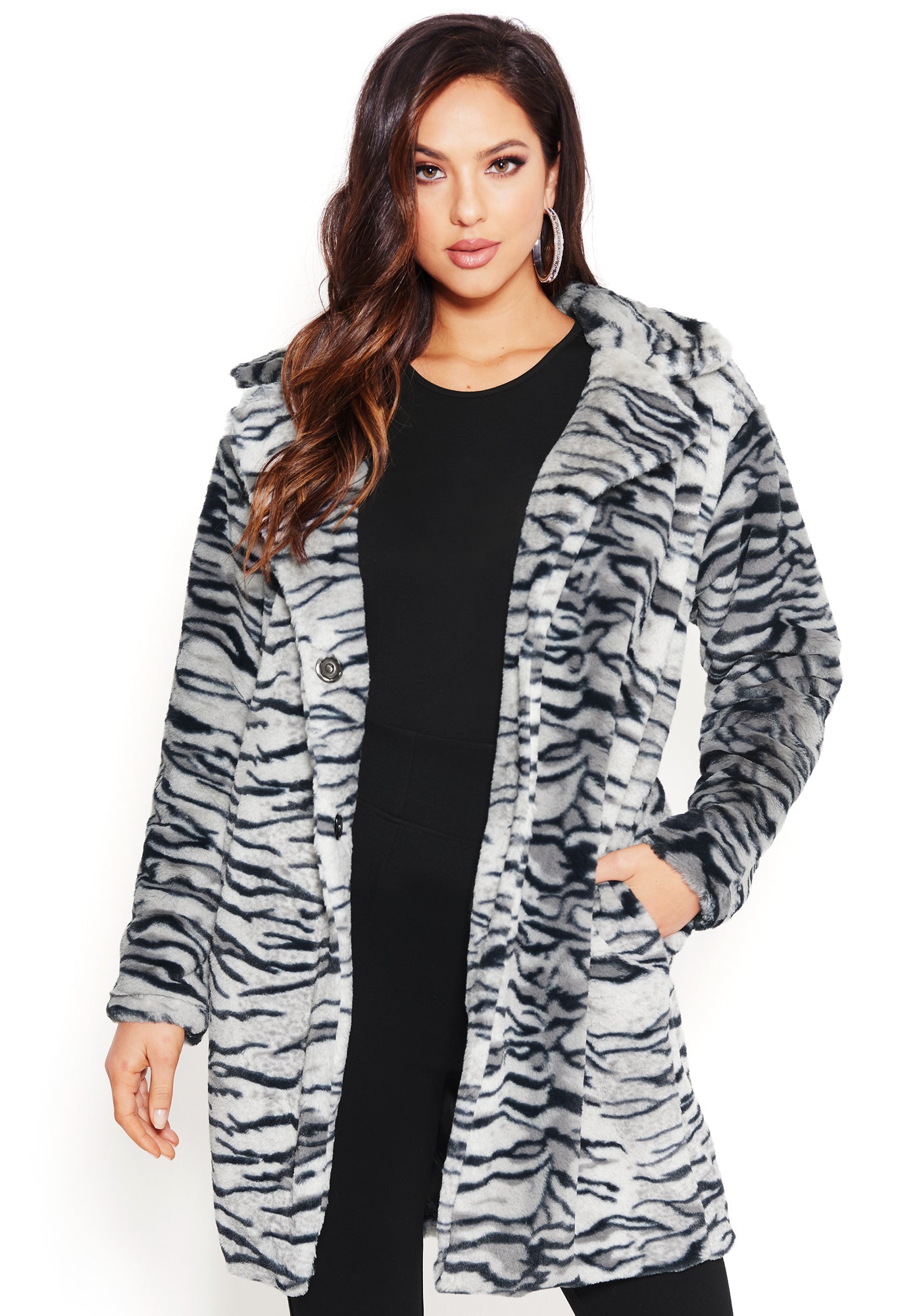 Faux White Tiger Coat
