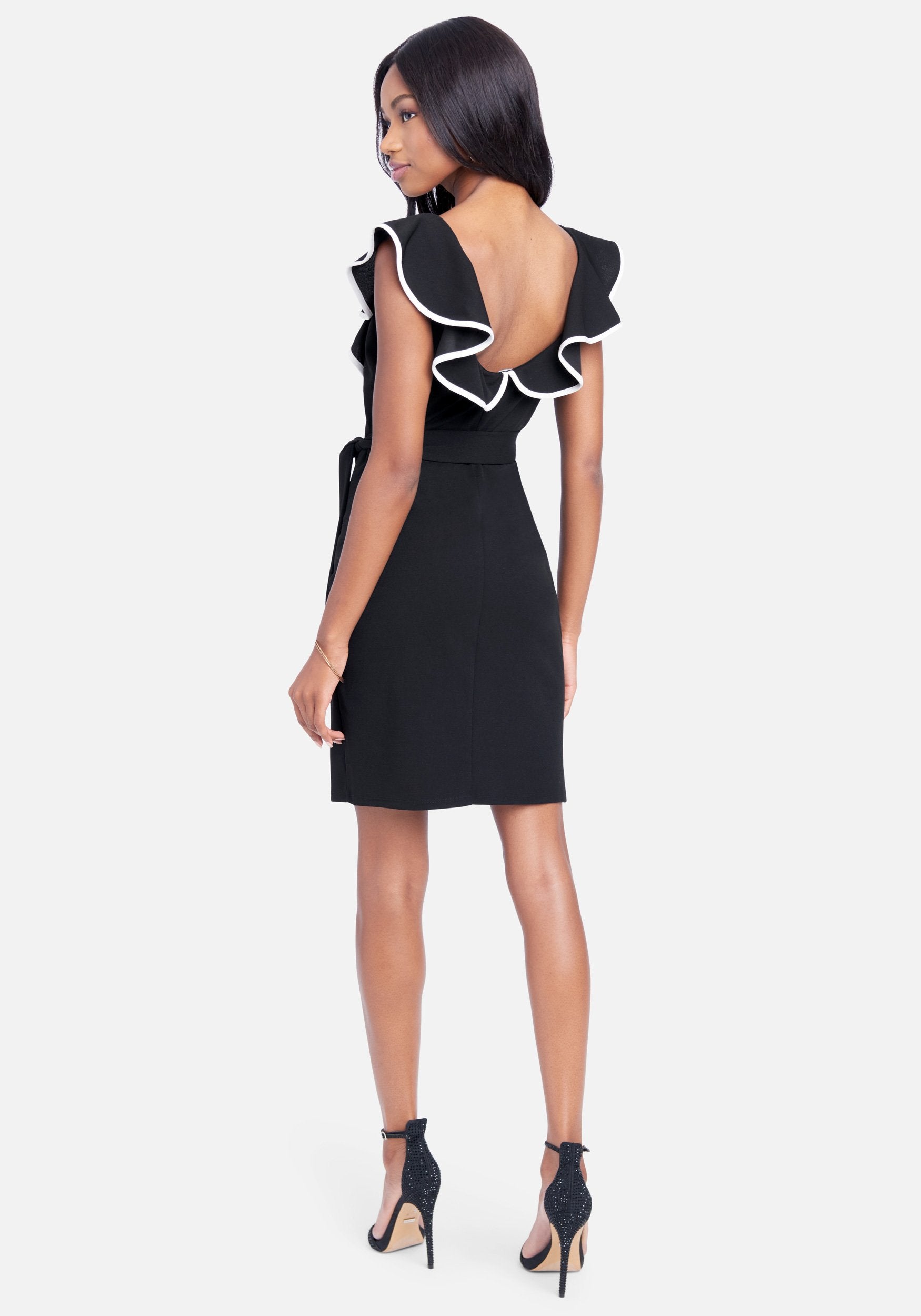 V Neck Flutter Dress