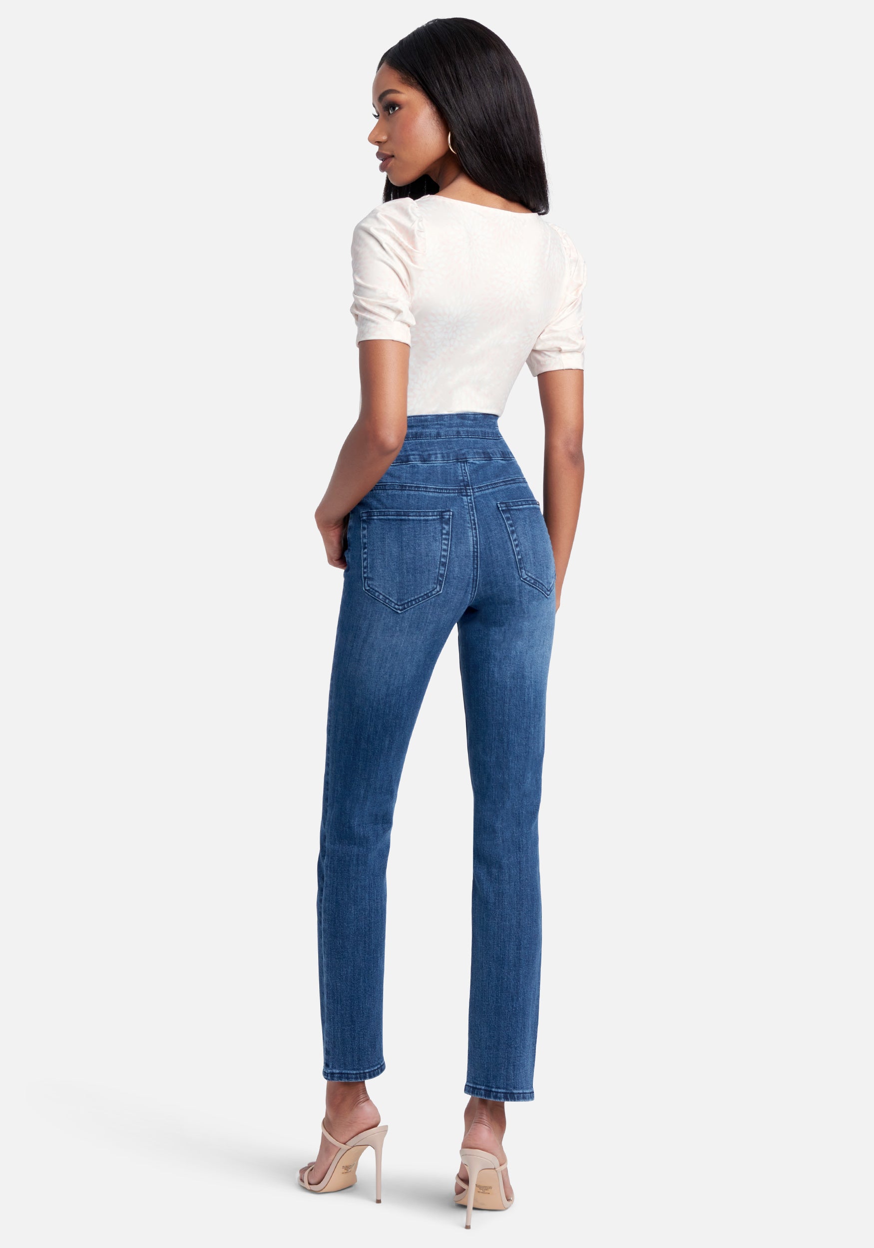 High Waist Destructed Slim Leg Jeans