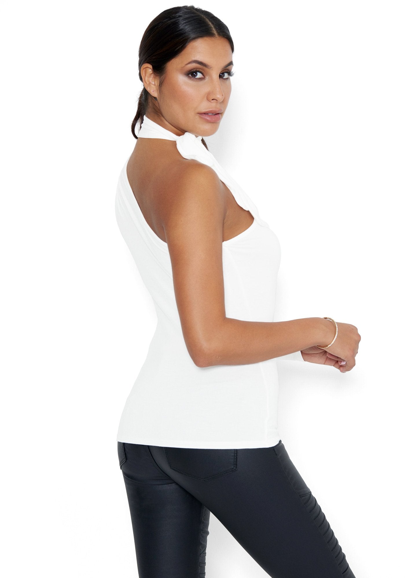 Tie Neck One Sleeve Top