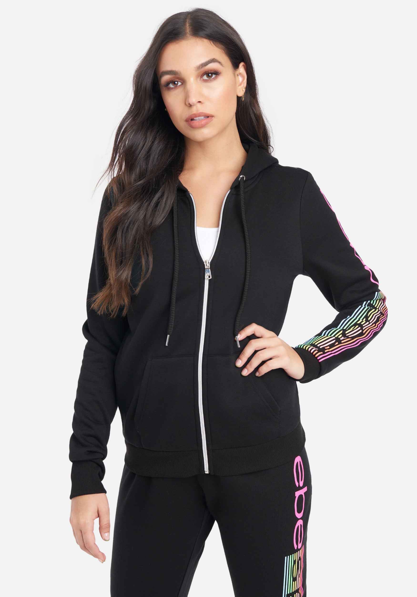 Bebe Sport Reflector Print Zip-Up Hoodie