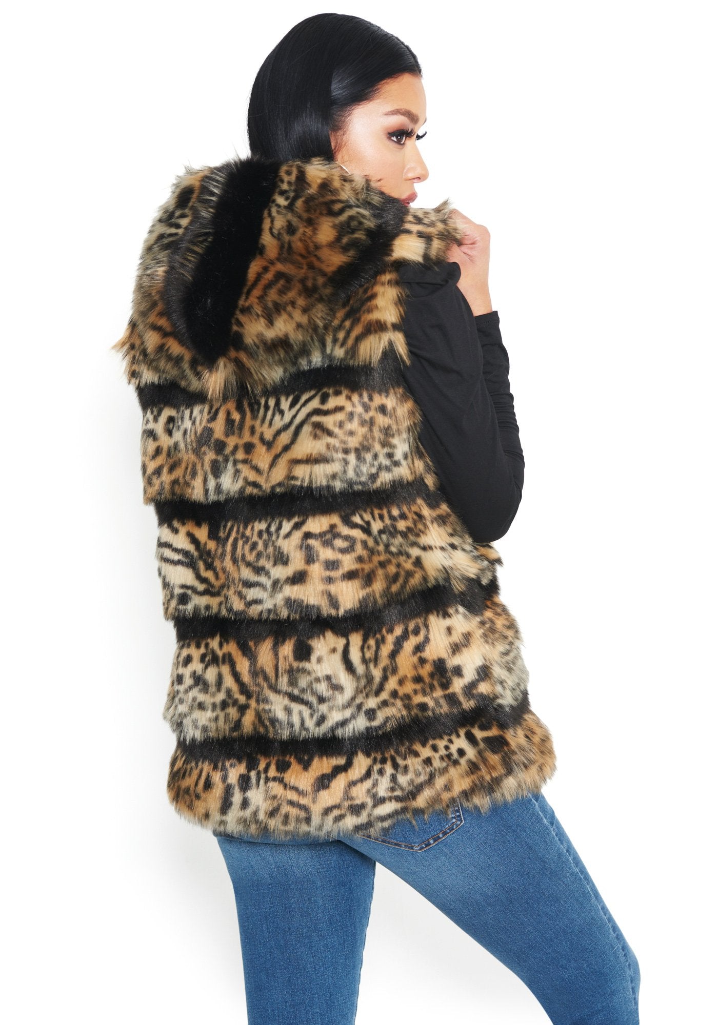Faux Fur Hoodie Vest