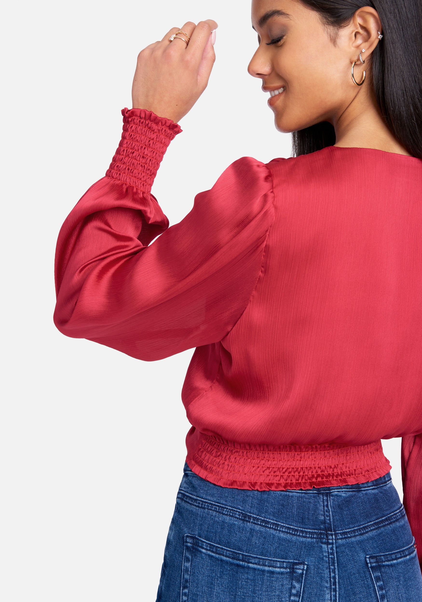 Woven Self Tie Blouse