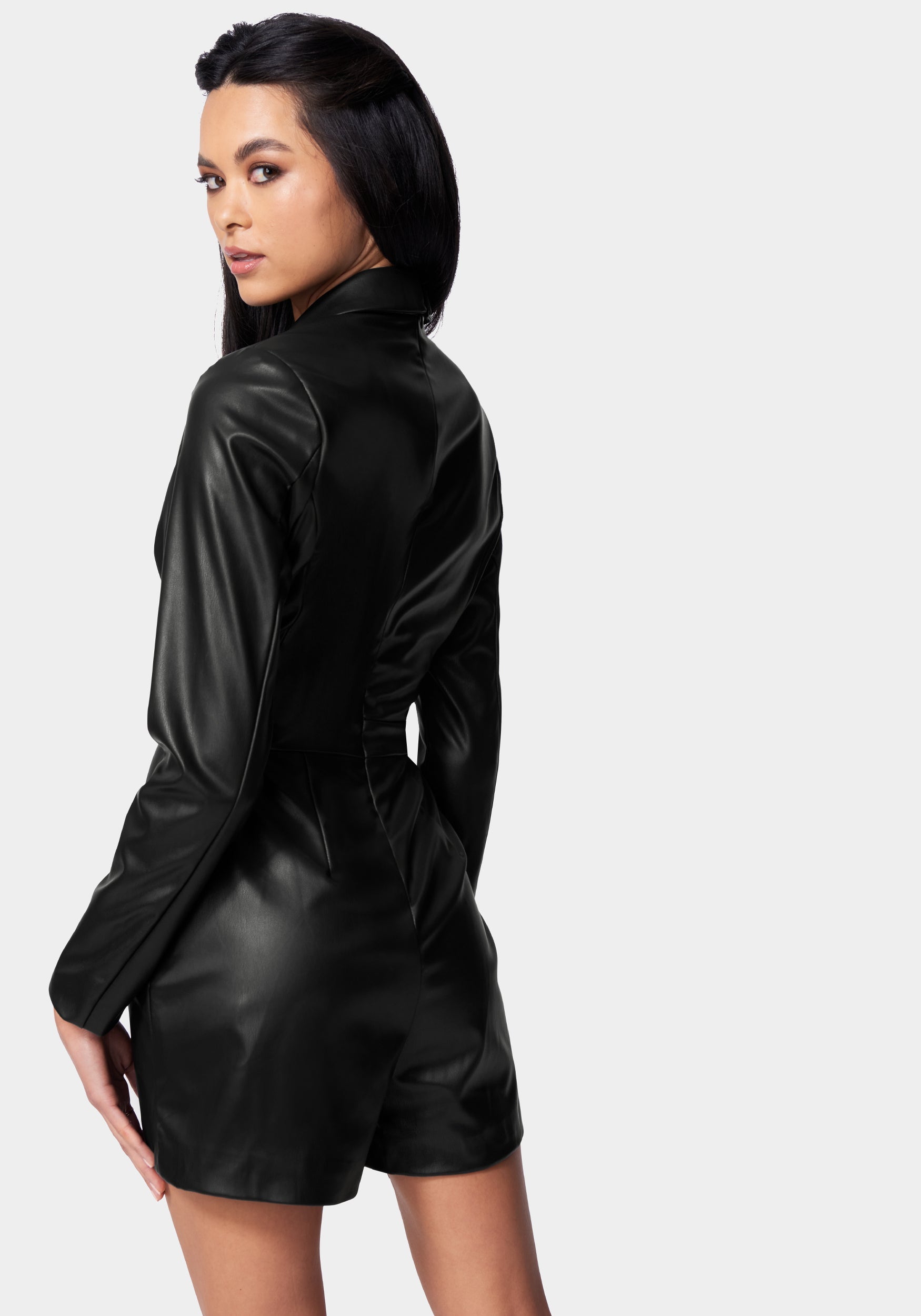 Vegan Leather Cross Front Romper