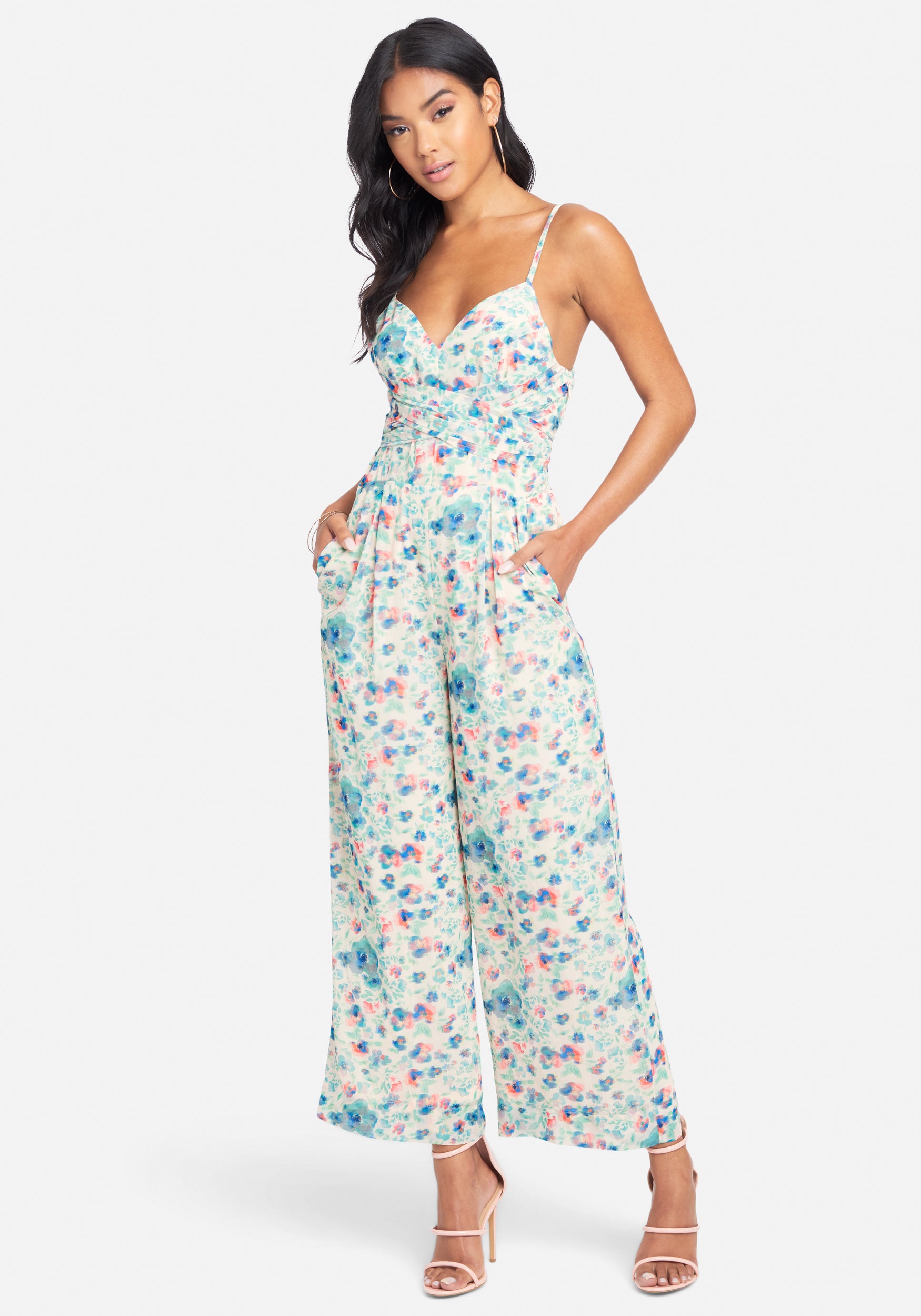 Wrap Waist Printed Culotte Jumpsuit