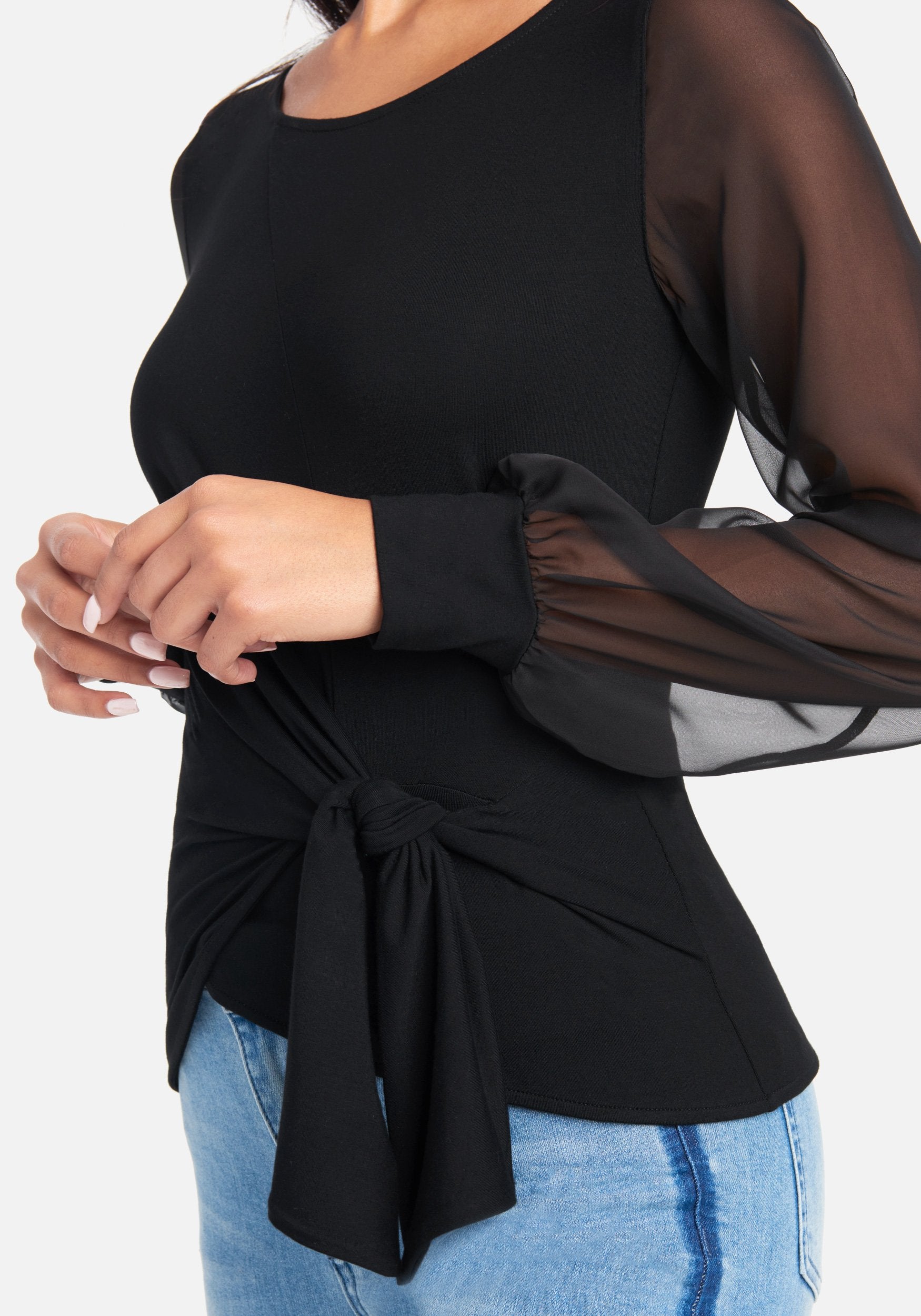 Chiffon Sleeve Wrap Top