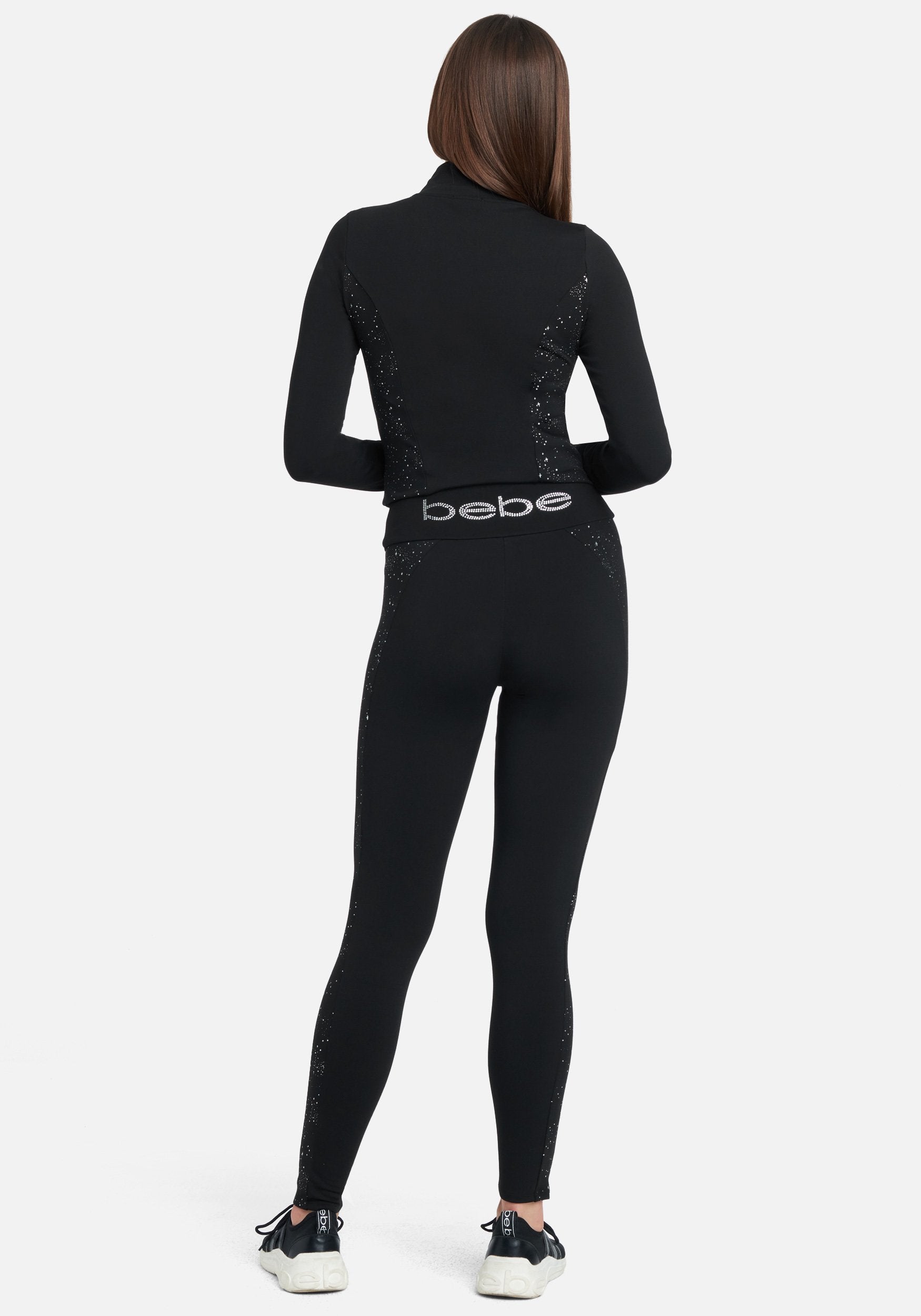 Bebe Logo Silver Speckle Print Legging