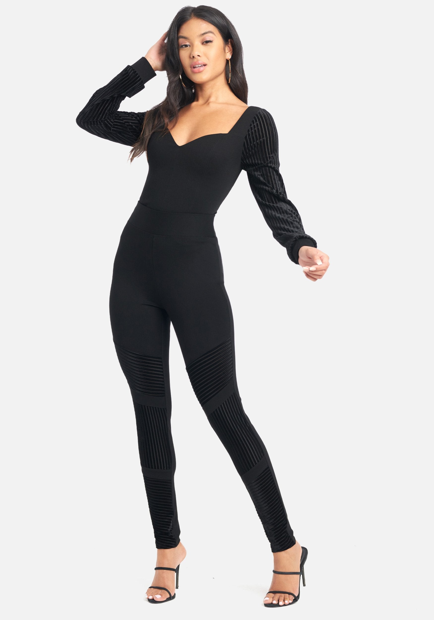 Velour Shadow Stripe Crop Top