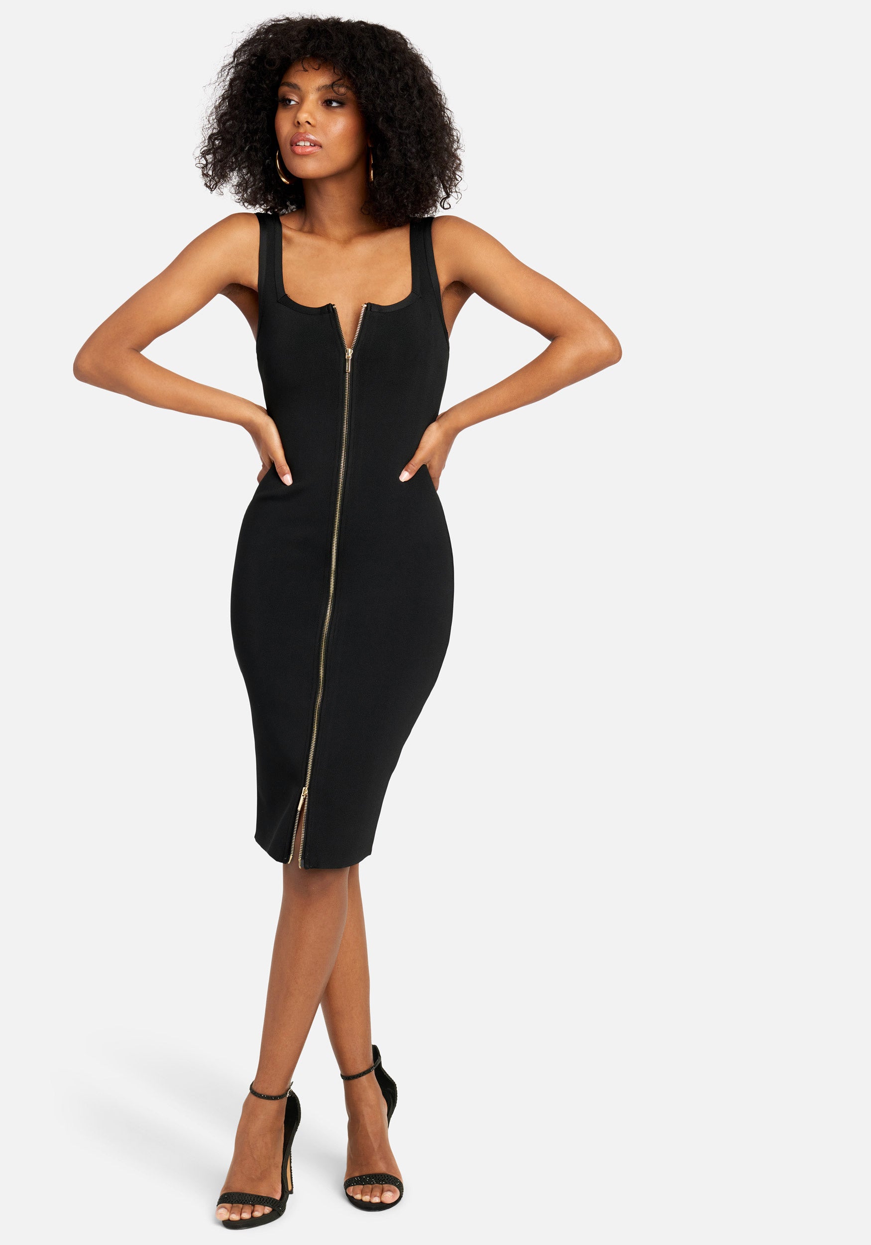 Bandage Double Ended Zipper Midi Dress