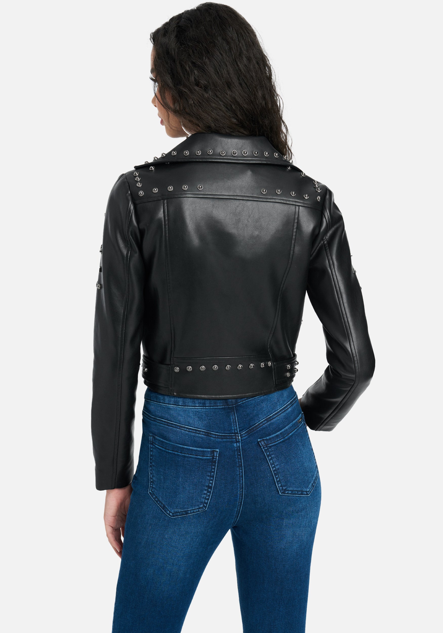 Vegan Leather Stud Detail Moto Jacket