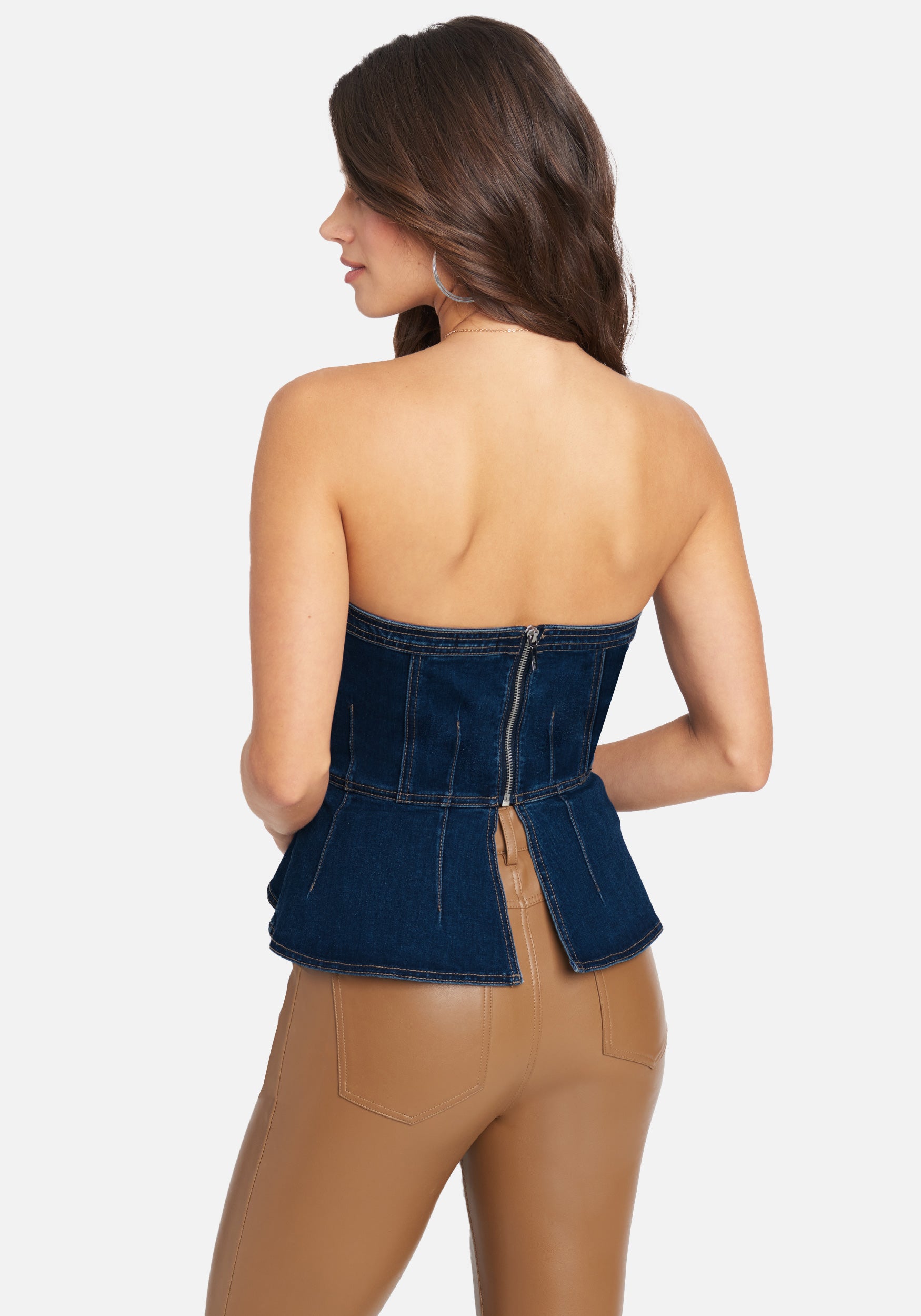 Multi Stitch Denim Bustier