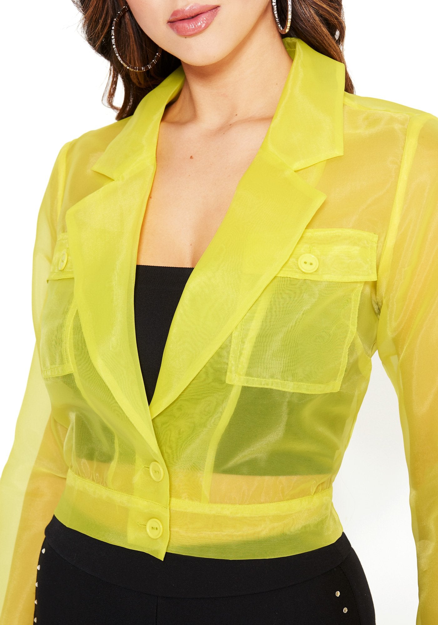 Organza Button Up Crop Jacket