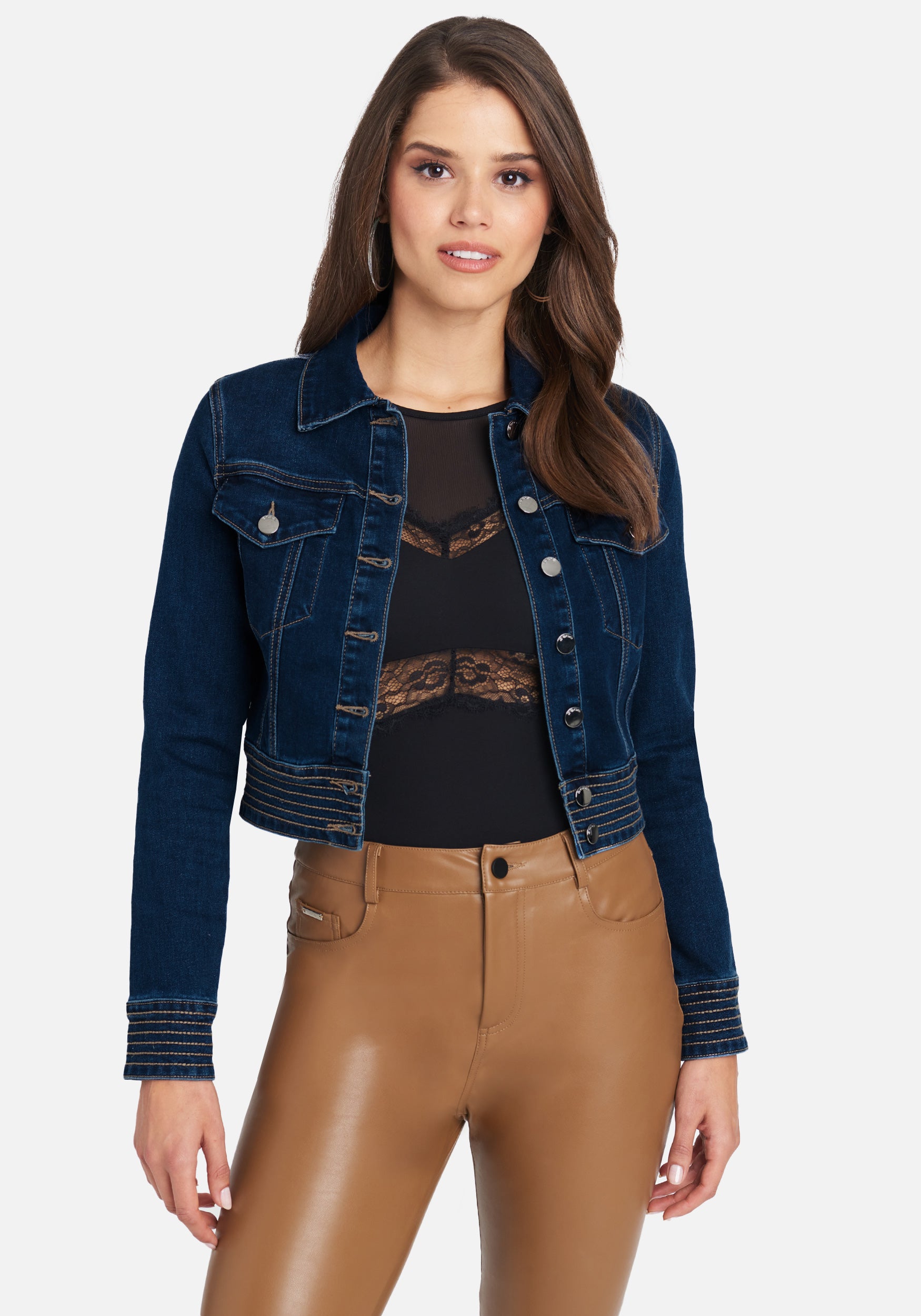 Multi Stitch Cropped Denim Jacket