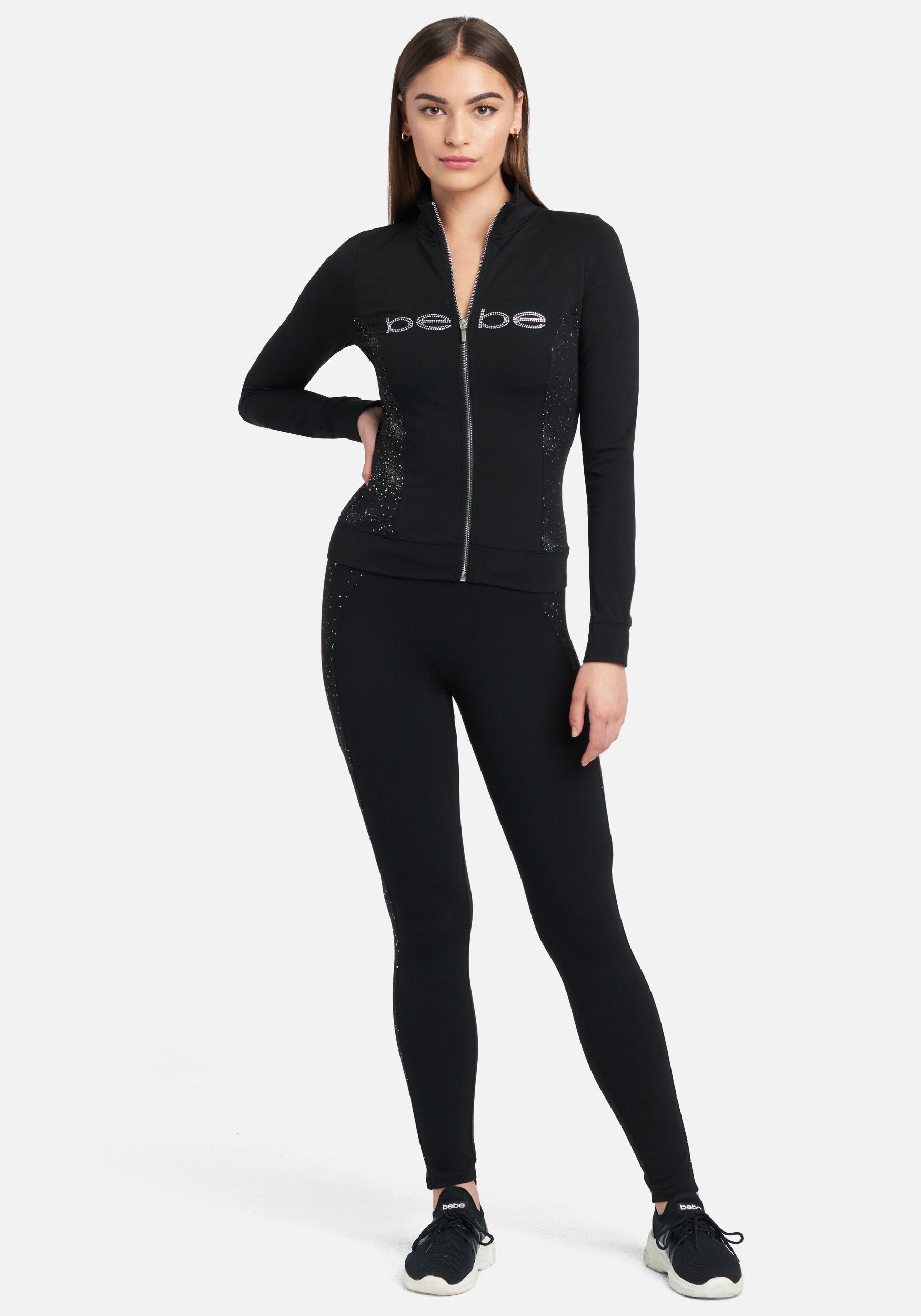 Bebe Logo Silver Speckle Print Legging