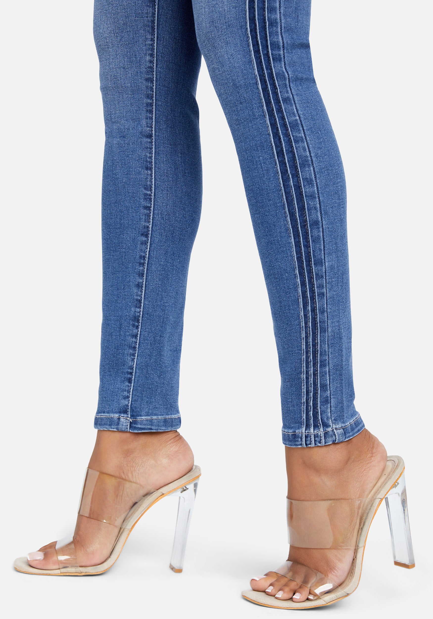 High Waist Skinny Side Tucking Ankle Jean