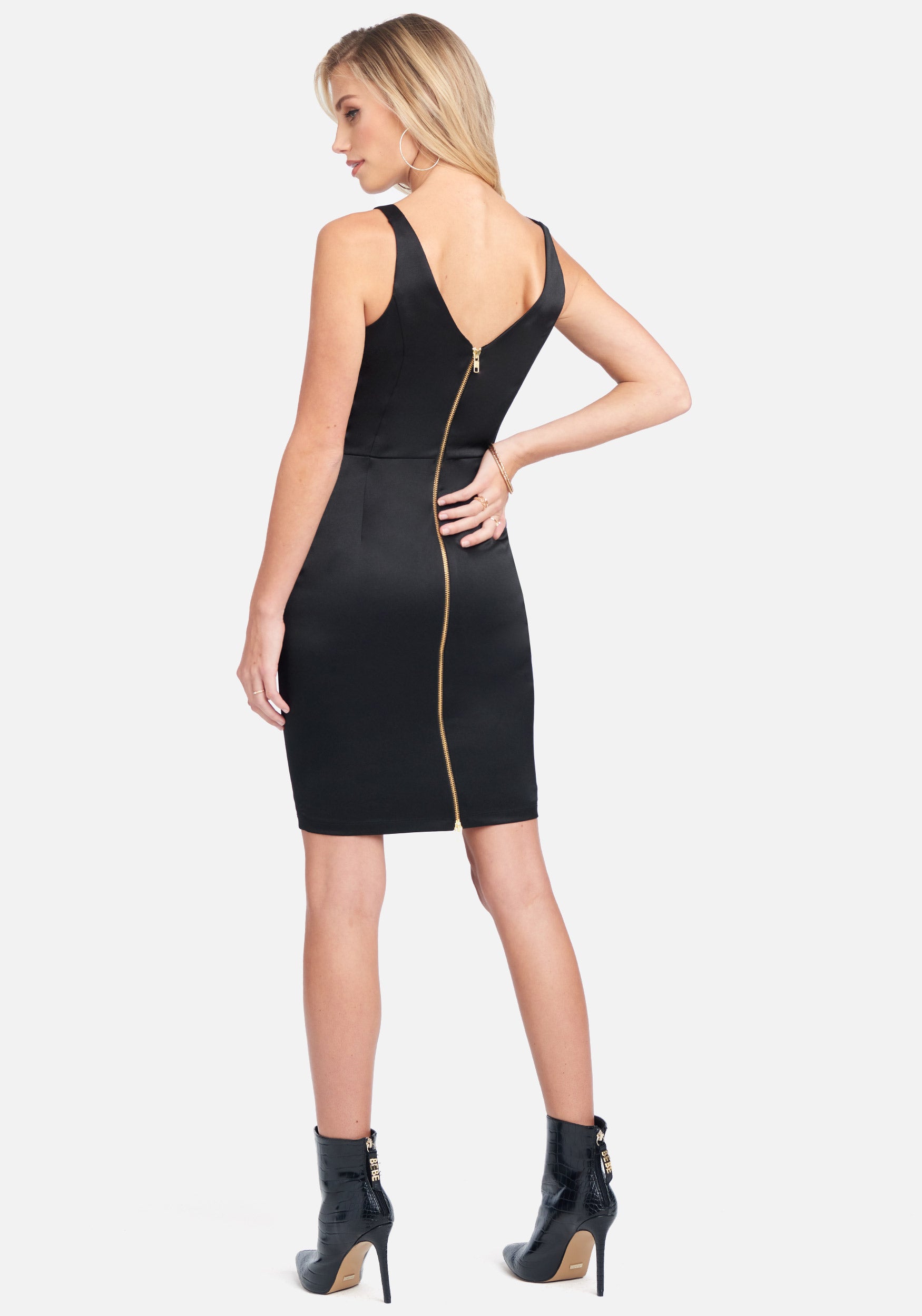Twill Zipper Back Detail Dress