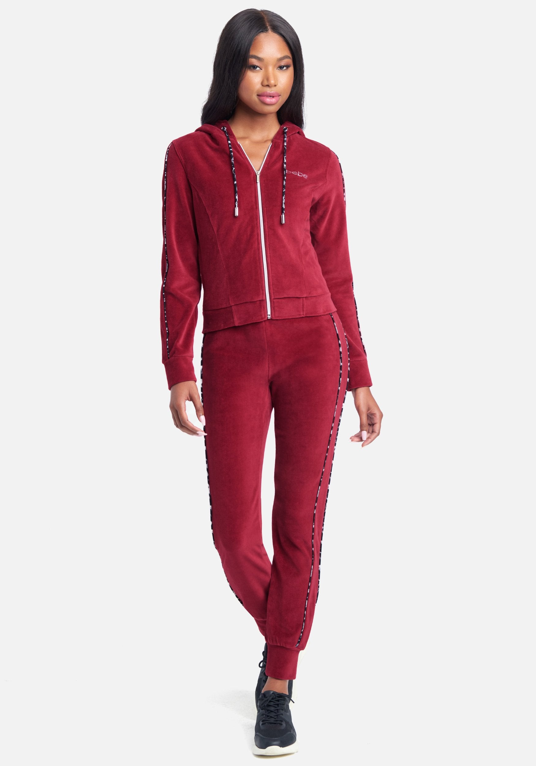 Bebe Logo Velour Zip Up Jacket