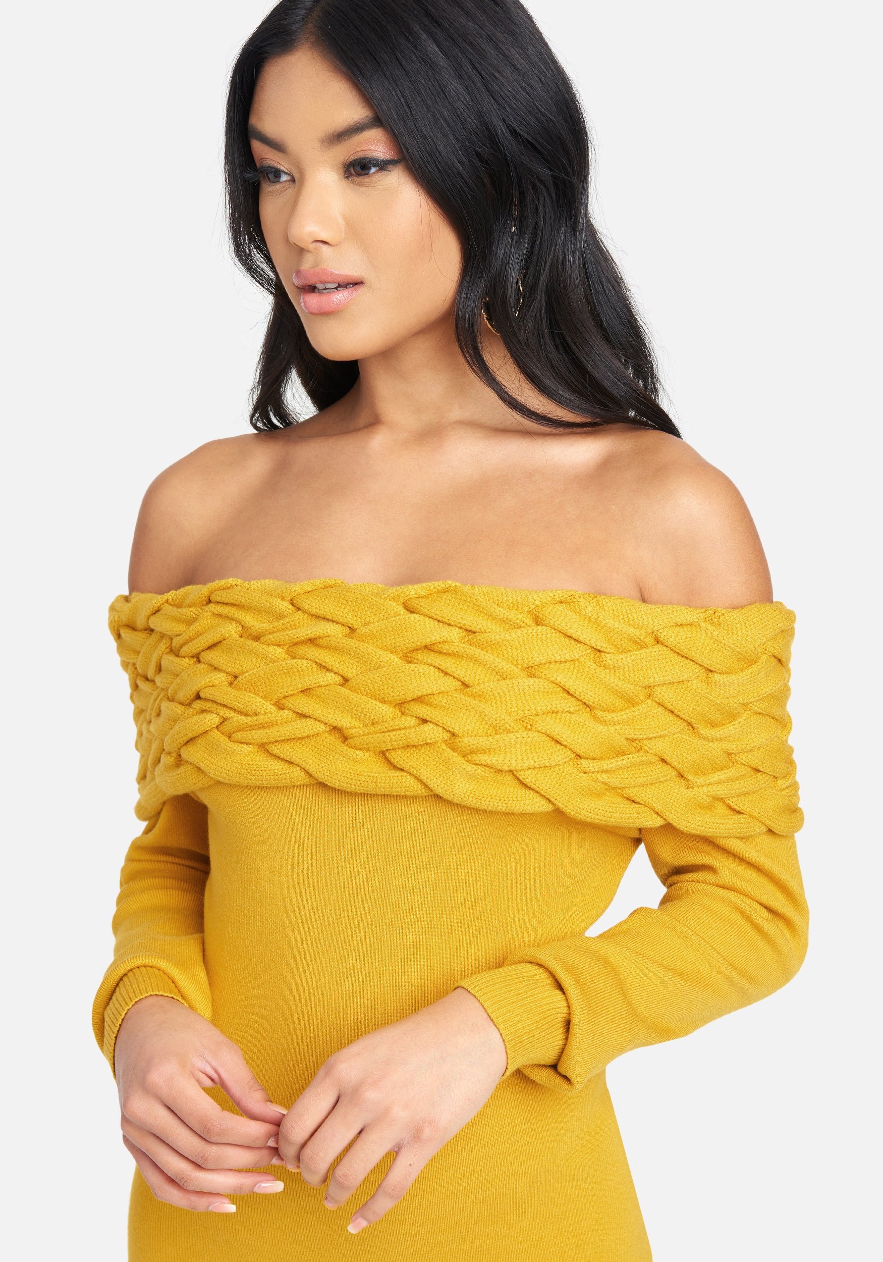 Off Shoulder Cable Knit Dress