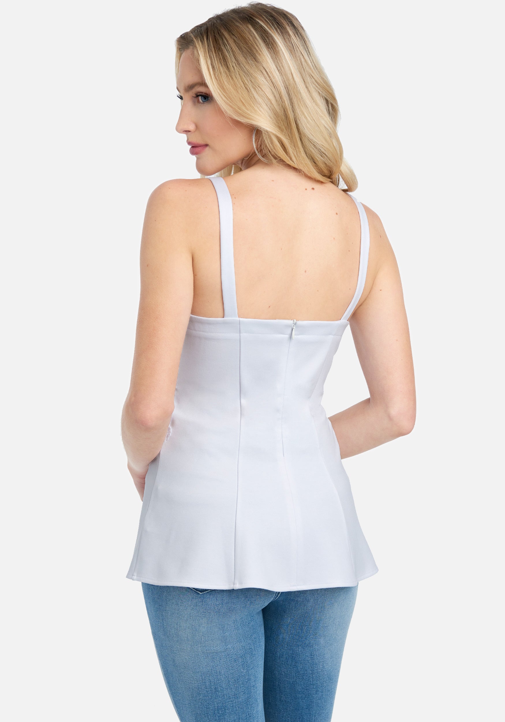 V Neck Waist Lace Detail Flowy Top