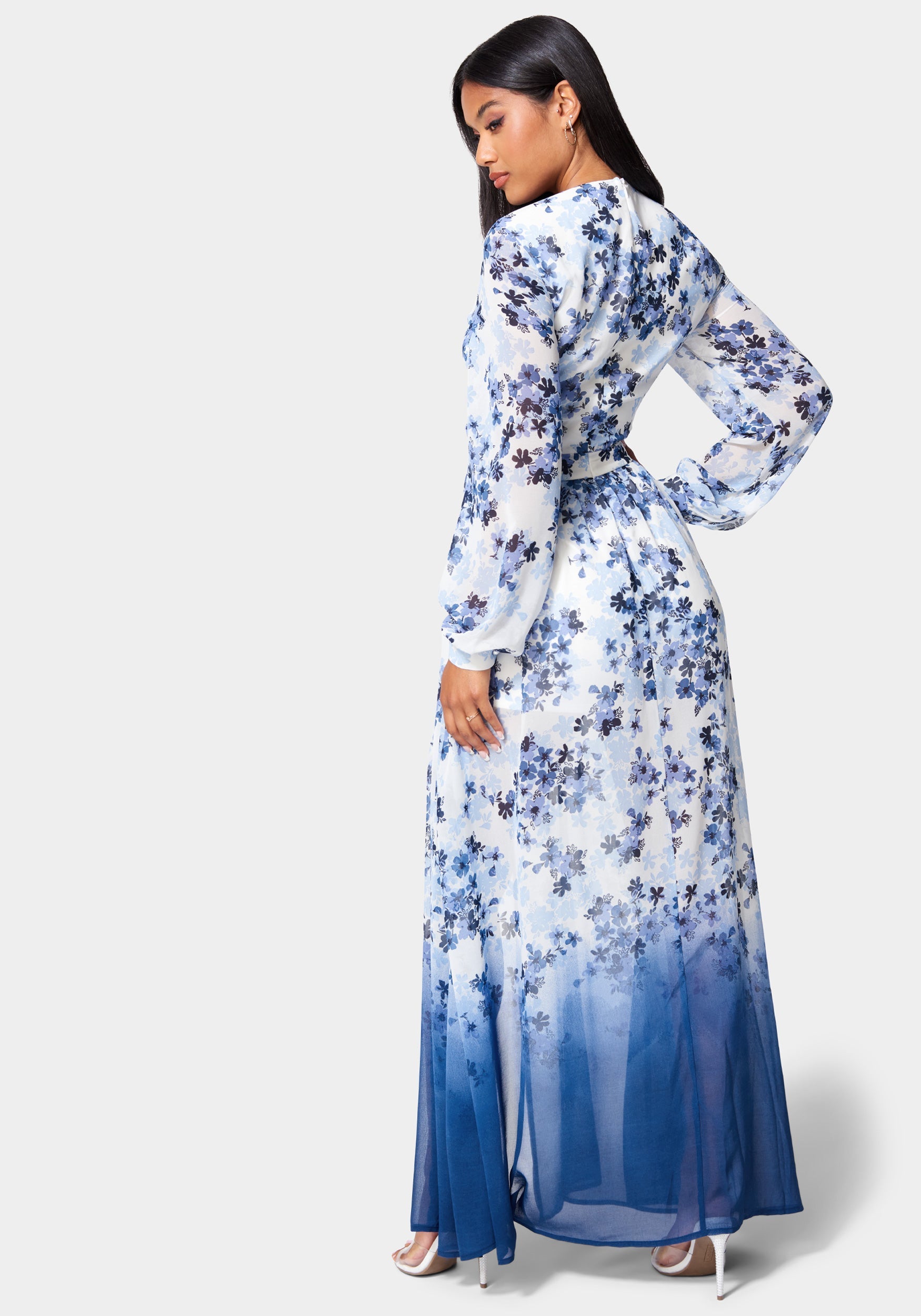 Printed Deep V Maxi