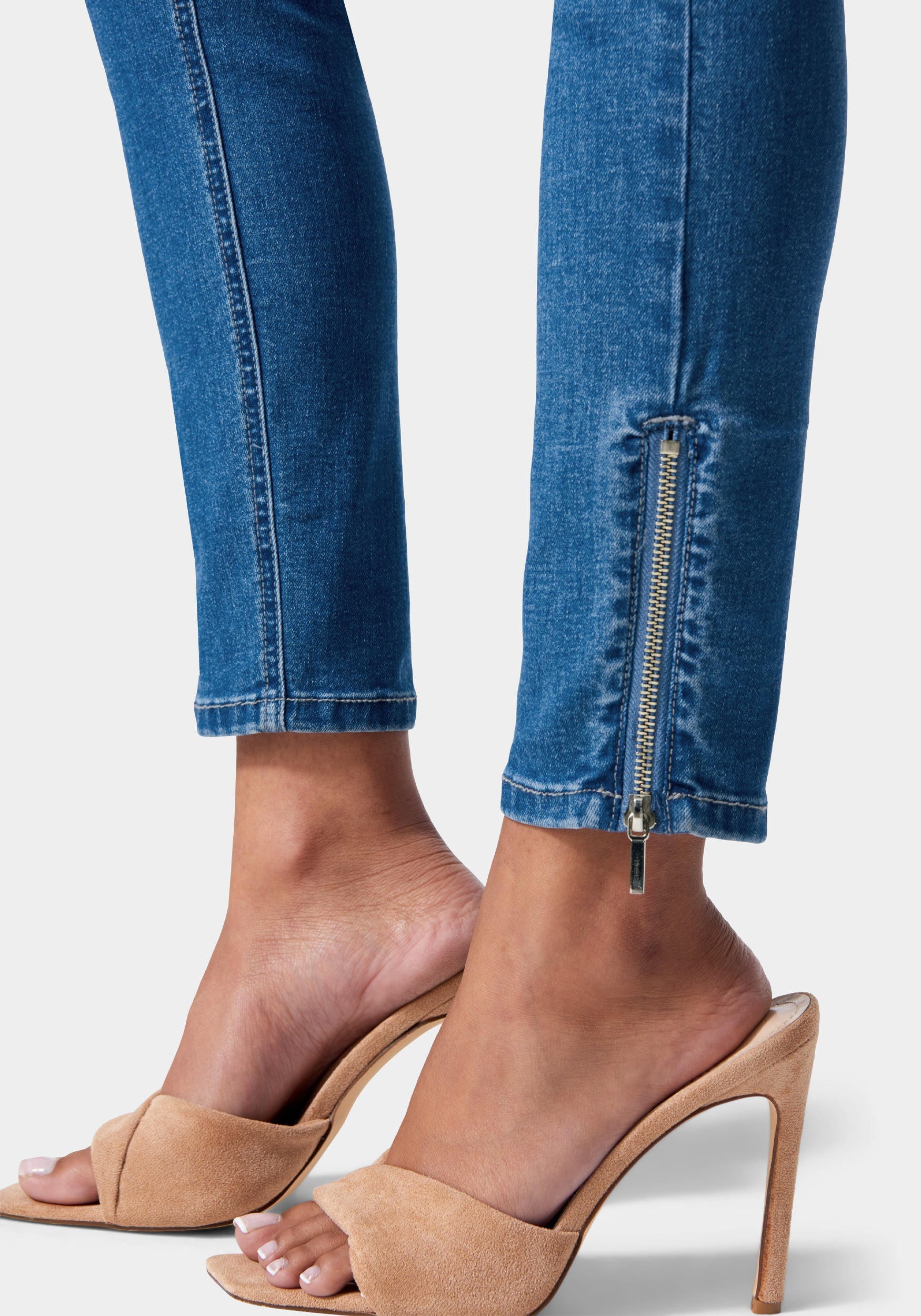 High Waist Zipper Hem Skinny Jeans