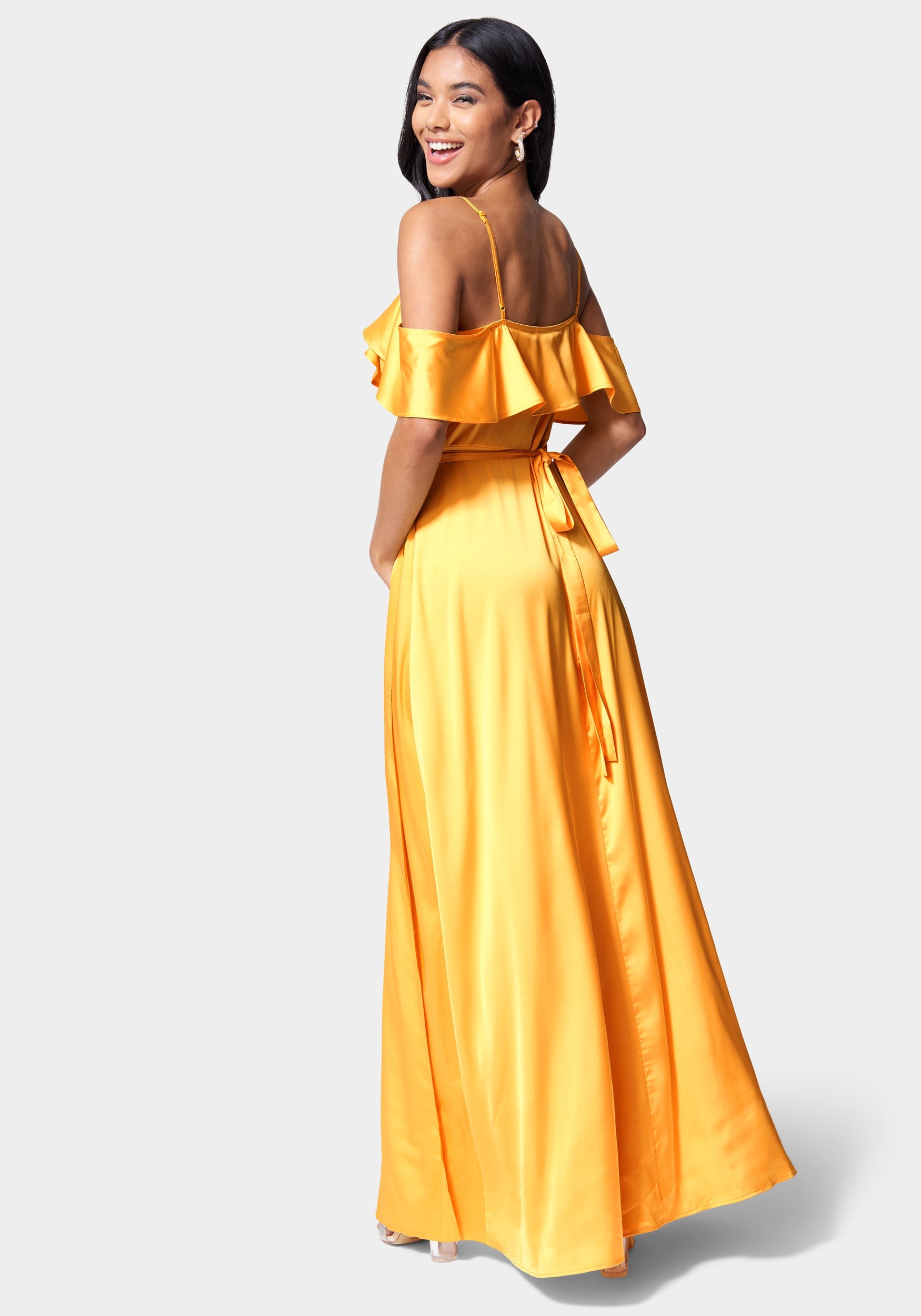 Cold Shoulder Ruffle Maxi Dress