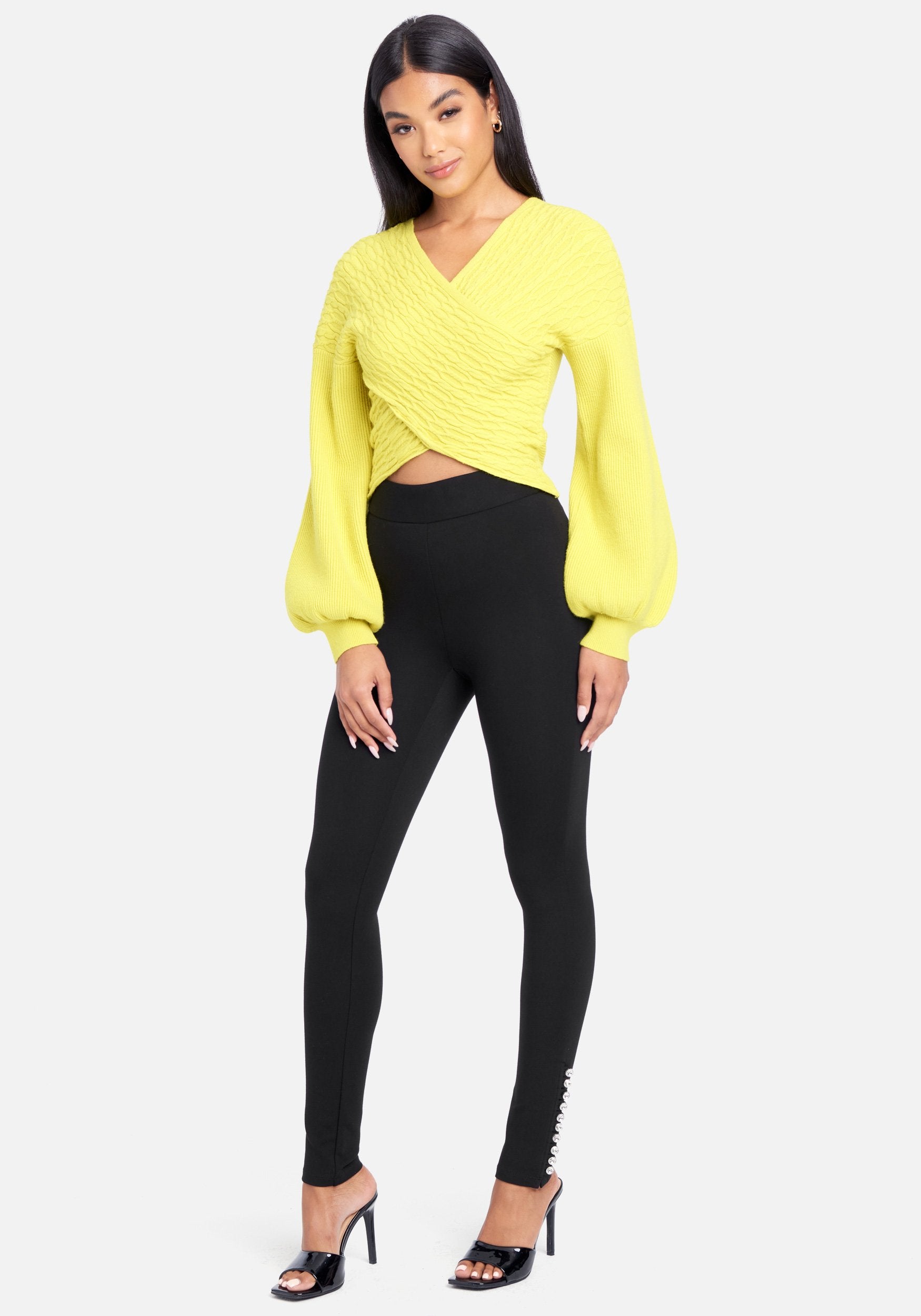 Multi Rhinestone Hem Legging