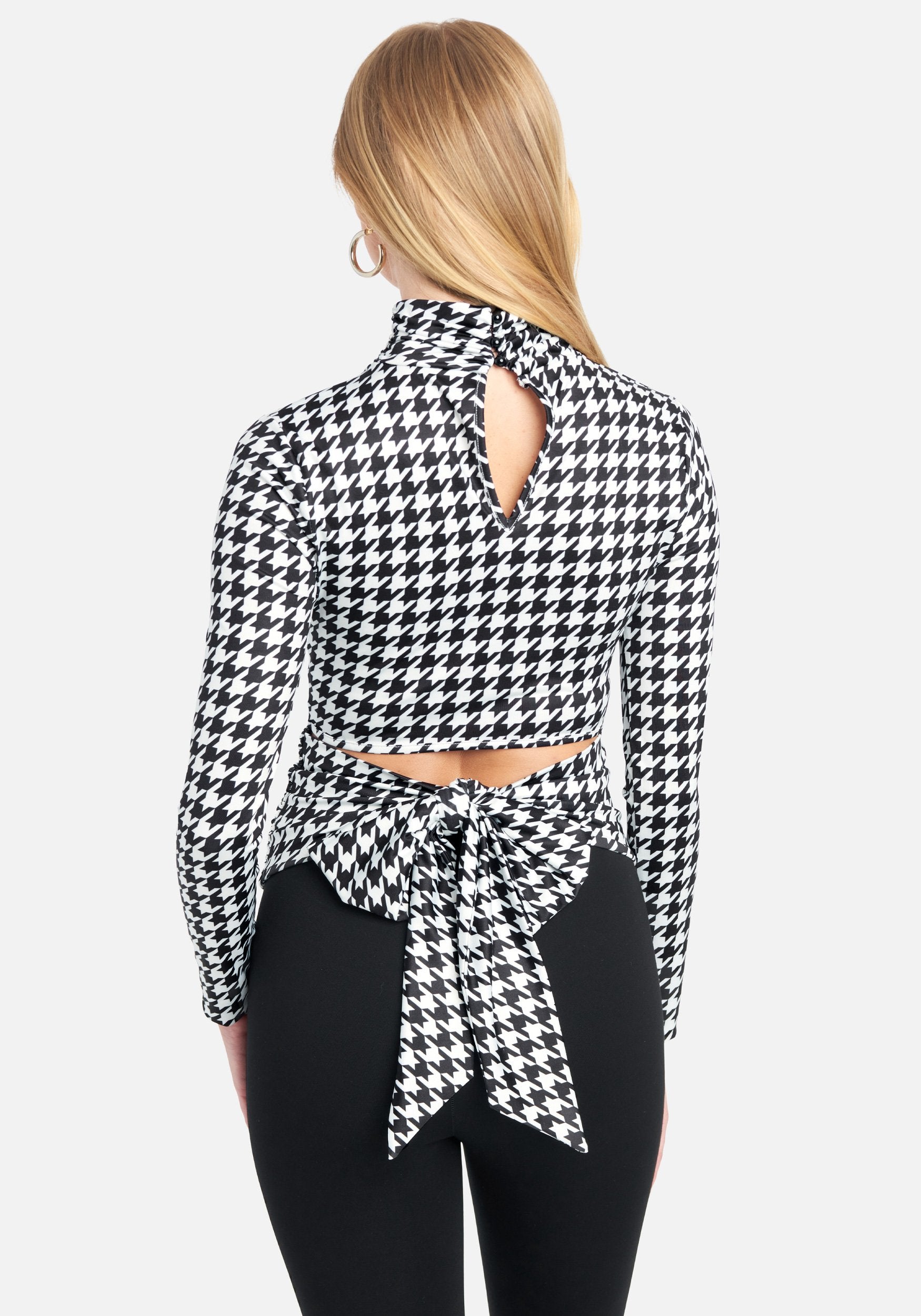 Mock Neck Ruched Waist Knit Top