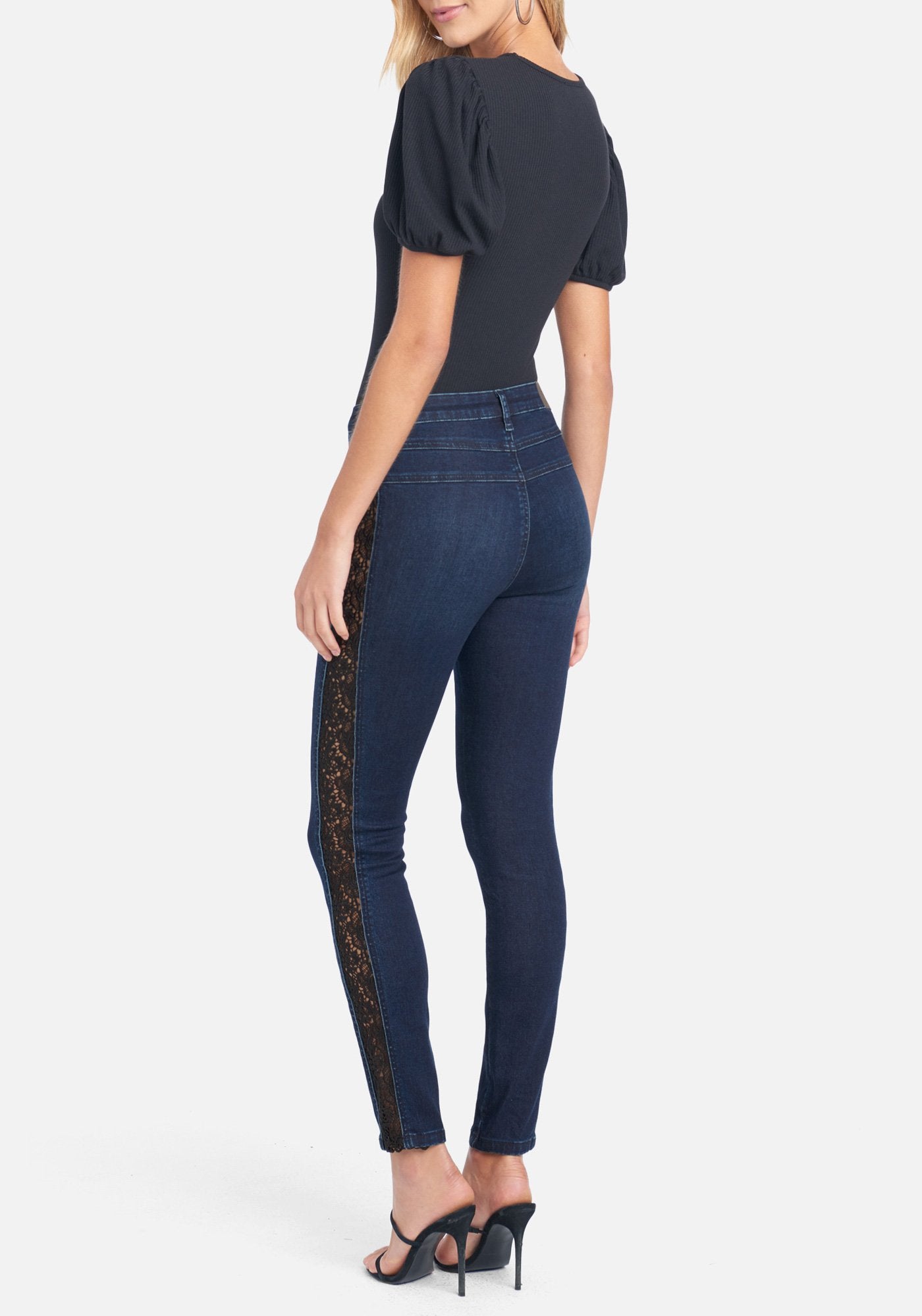 Lace Panel Skinny Jeans