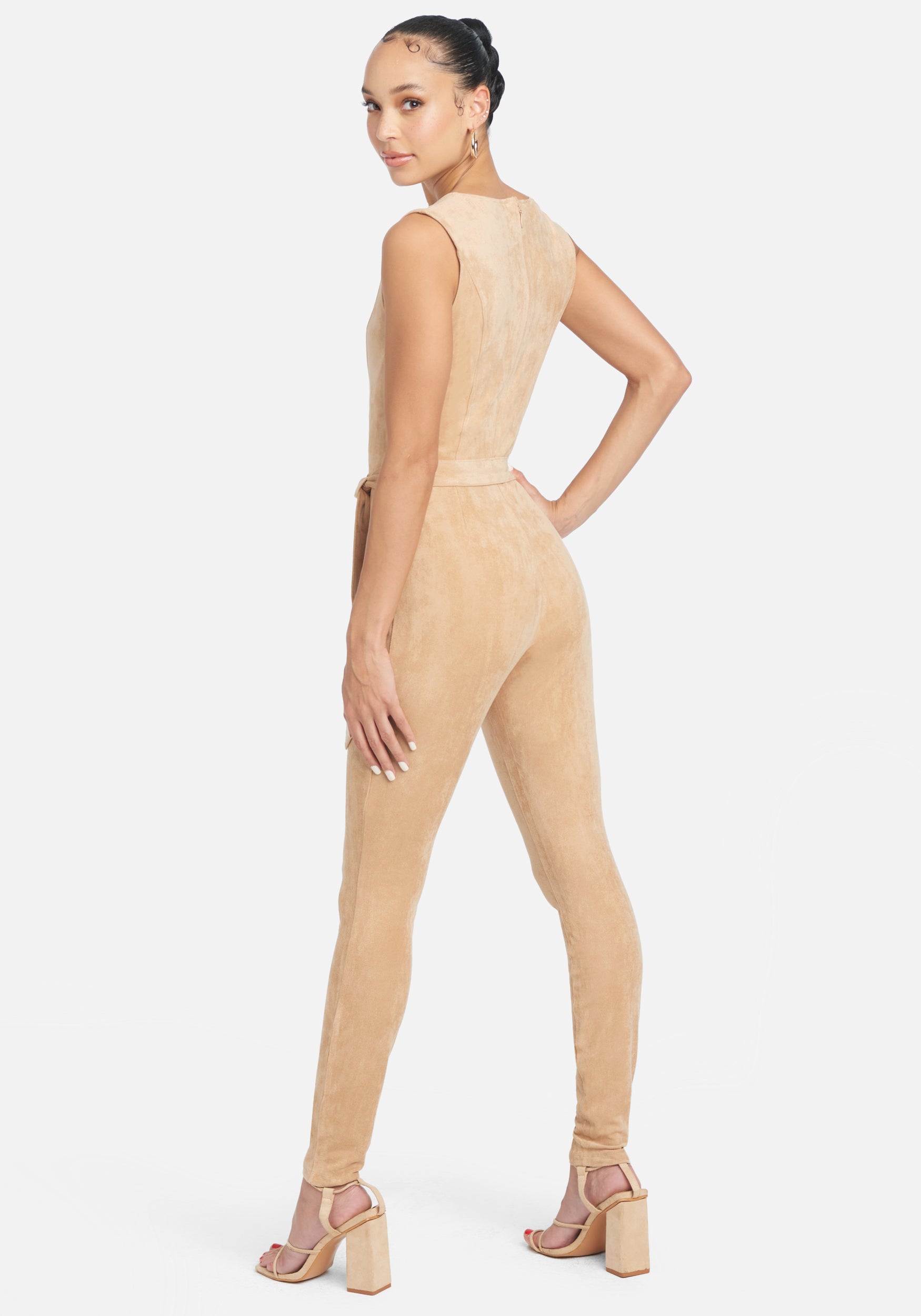 Faux Suede Jumpsuit