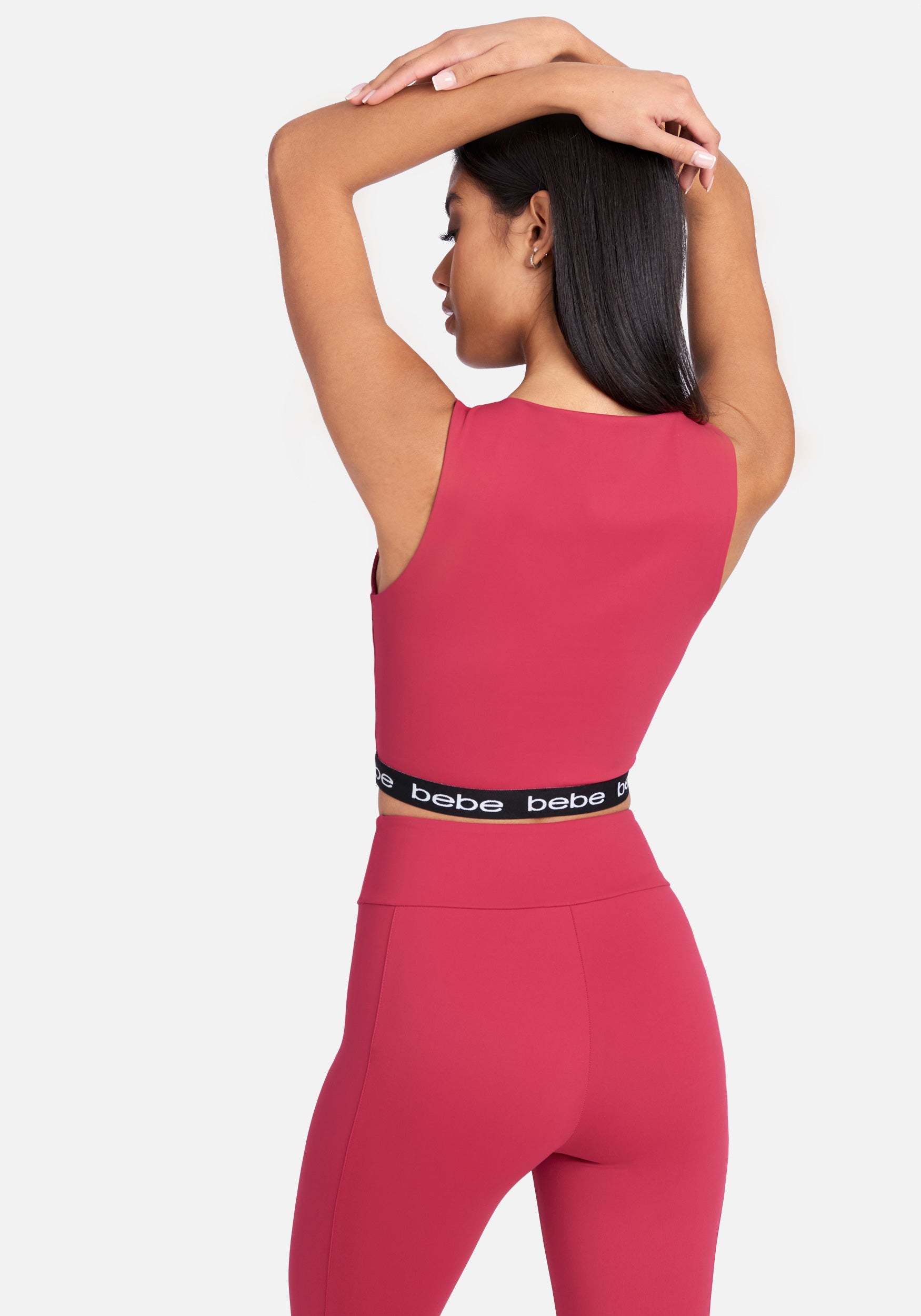 Bebe Logo Elastic Mesh Insert Top