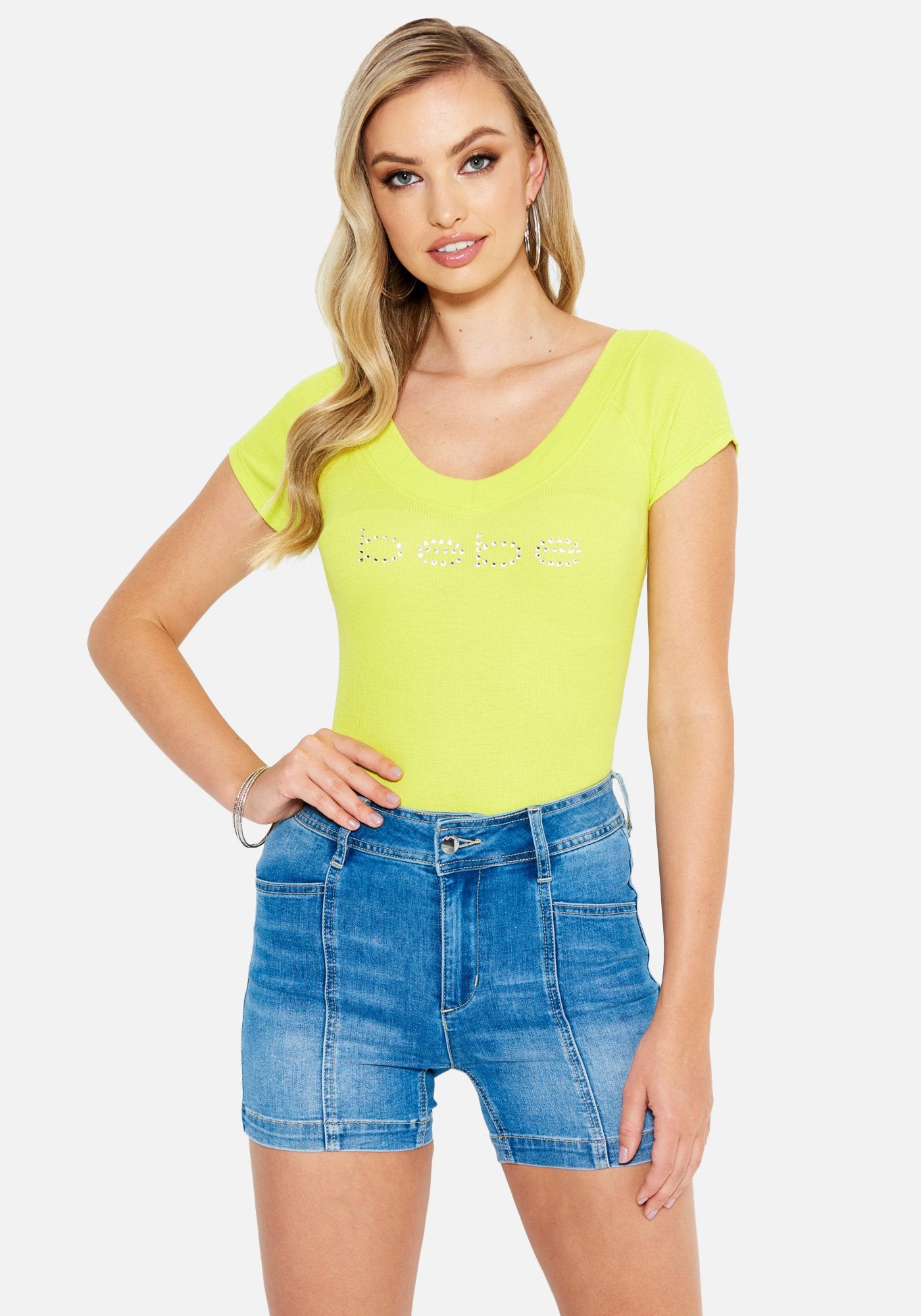 Crystal Logo Double V-Neck Short Sleeve Tee
