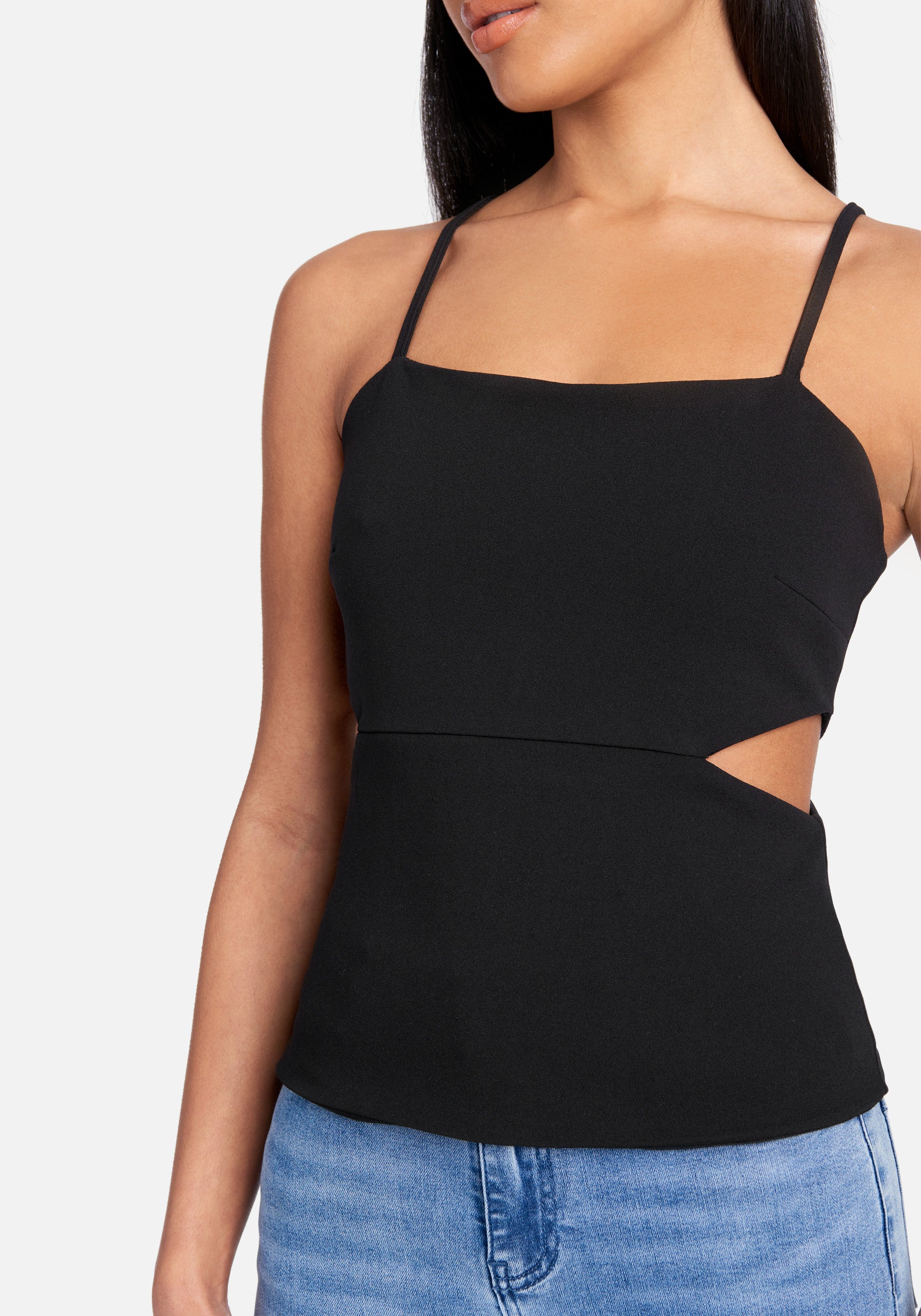 Side Cutouts Knit Crepe Top