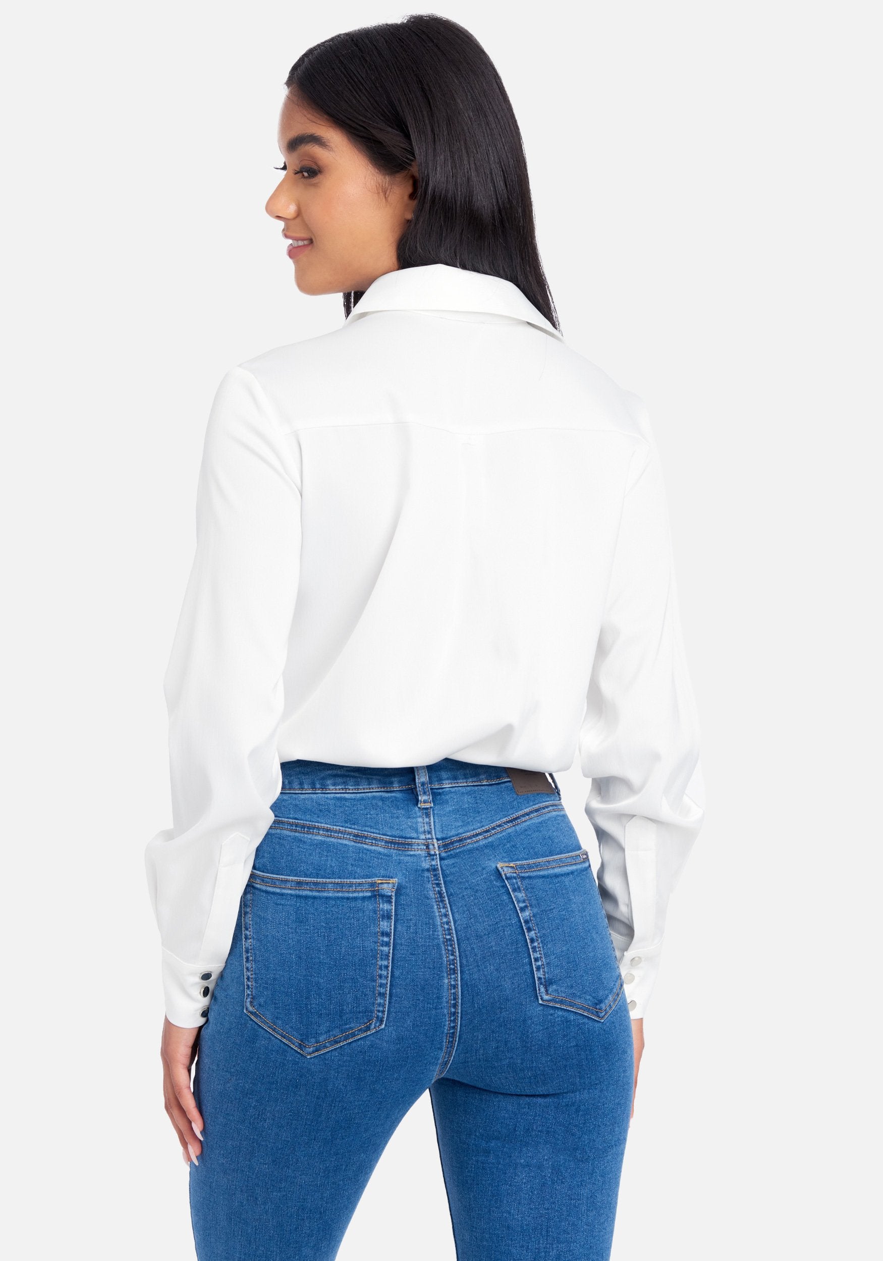 Hammered Satin Long Sleeve Button Down Blouse