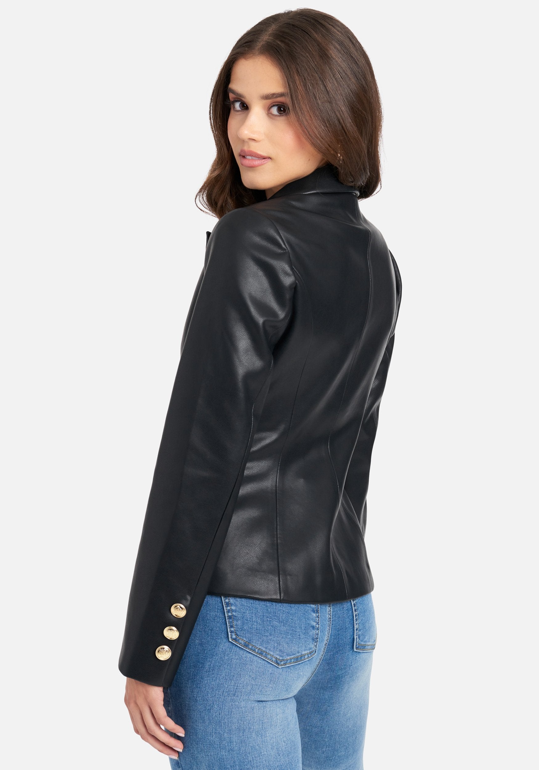 Vegan Leather Double Breasted Jacket