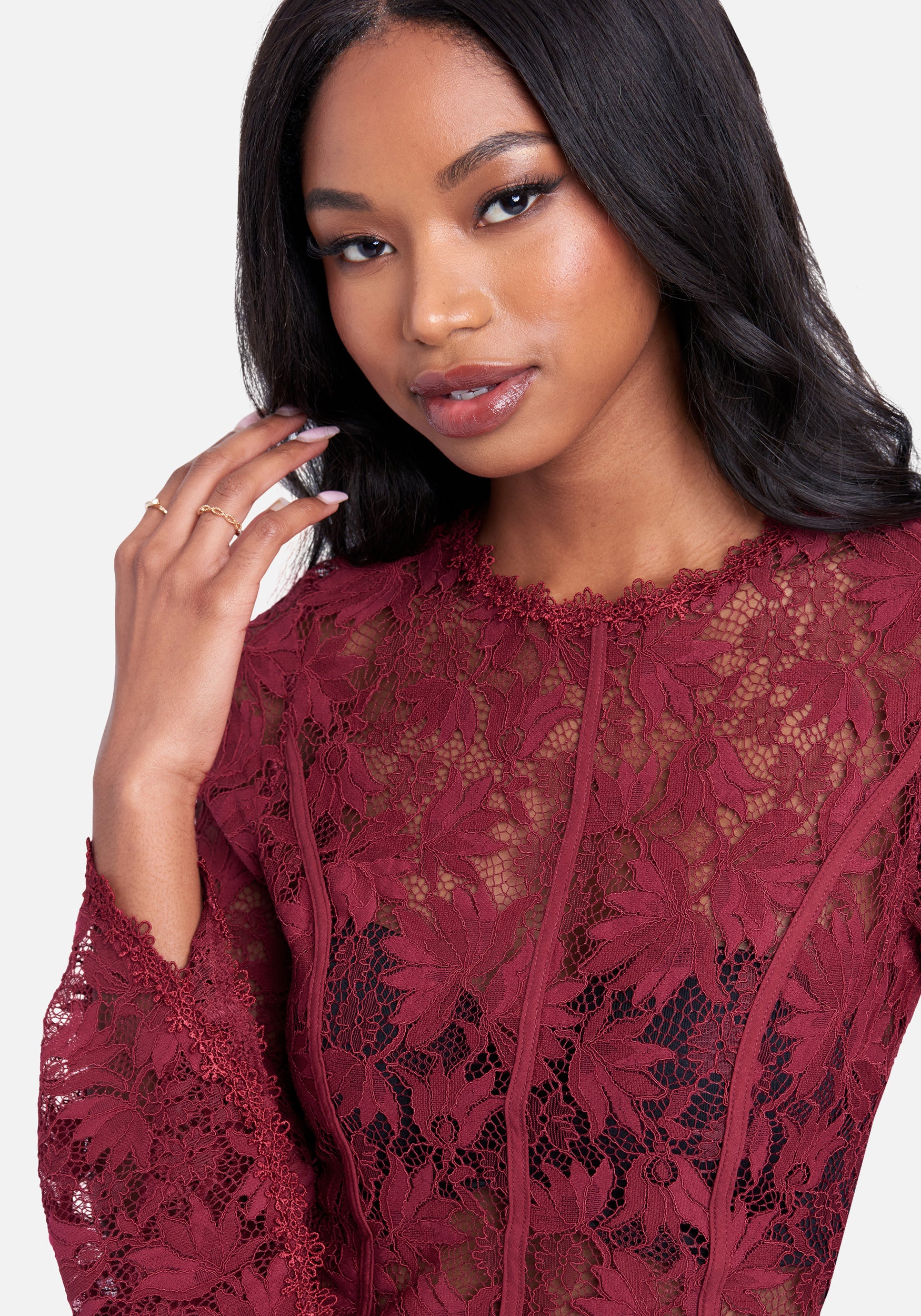 Flared Sleeve Lace Top