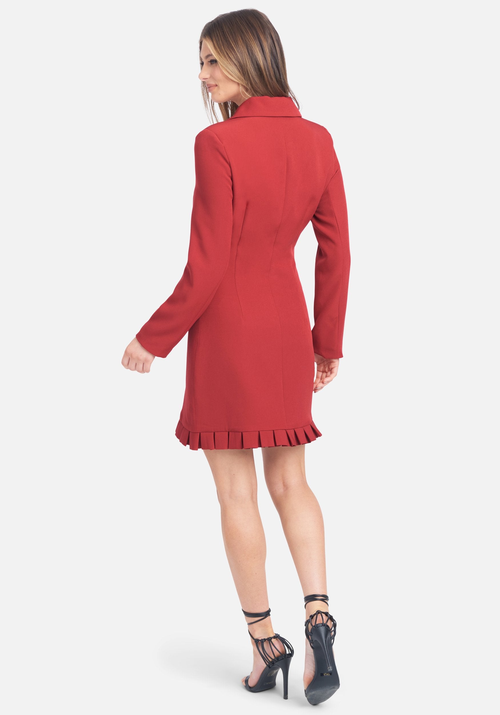 Pleated Ruffle Blazer Dress