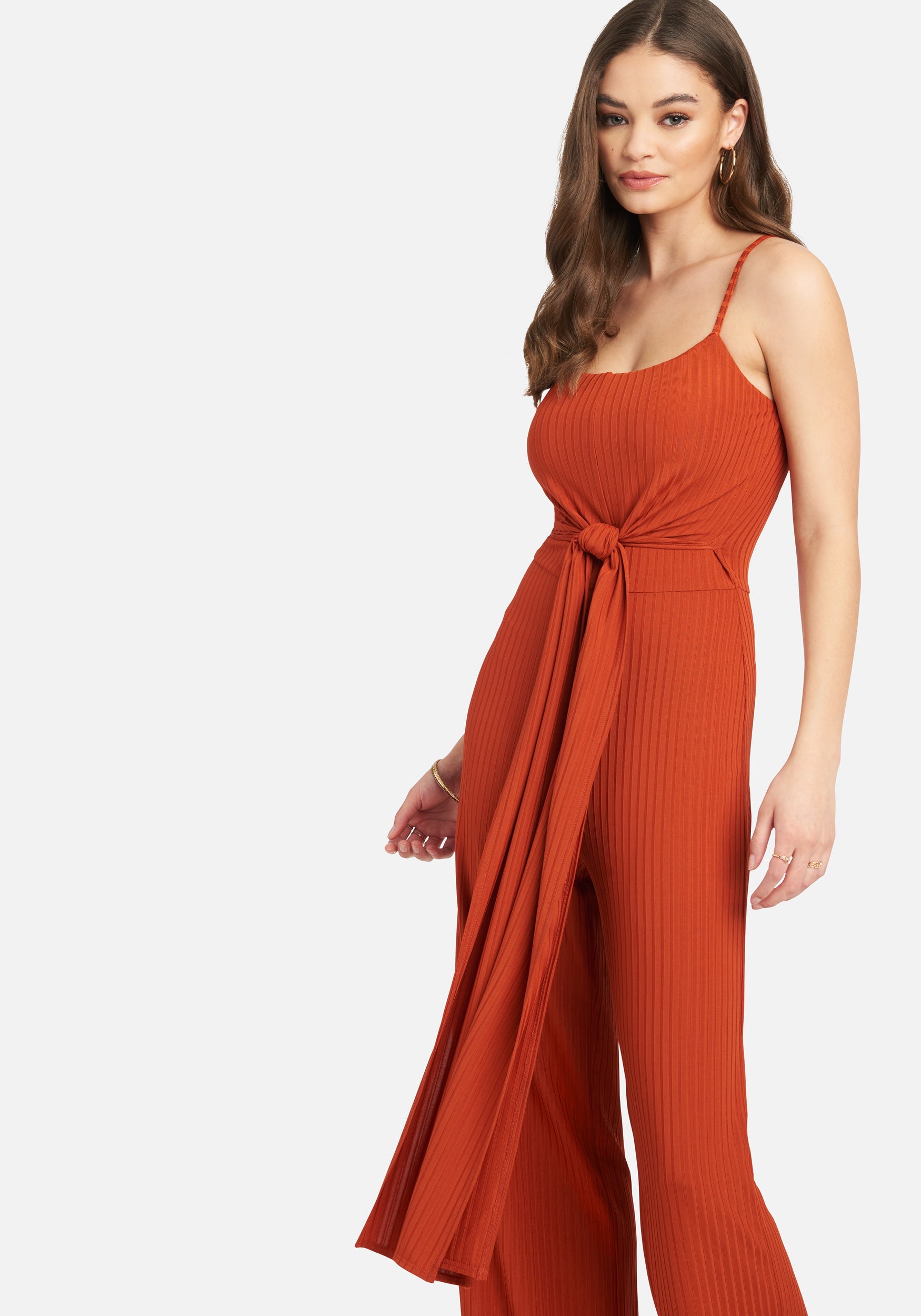 Knot Waist Slinky Knit Jumpsuit