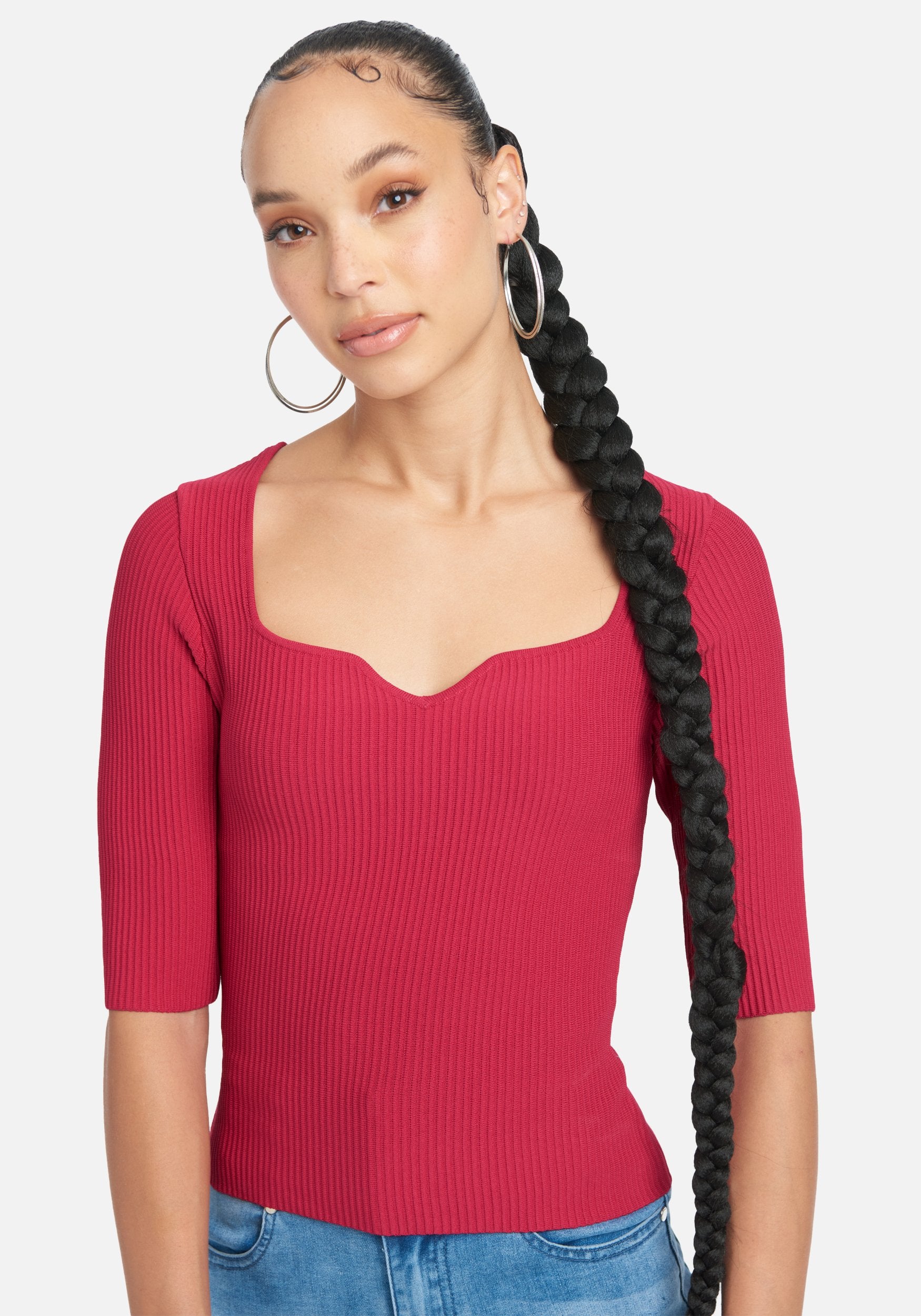 Sweetheart Neck Sweater Top