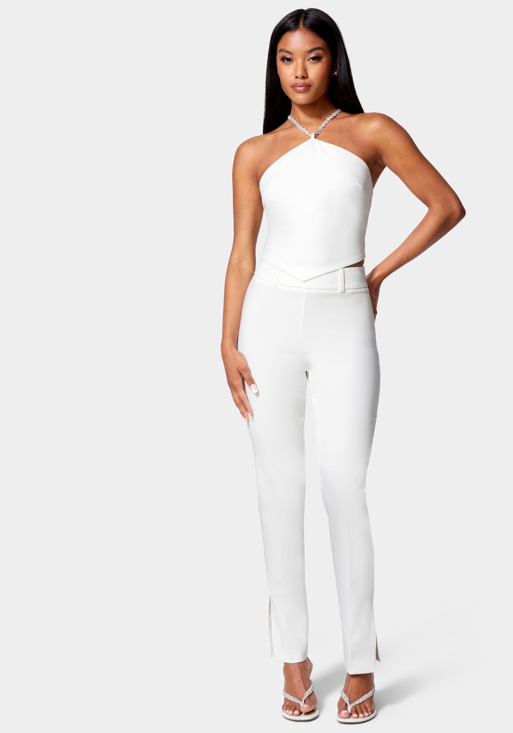 Embellished Neck Woven Top