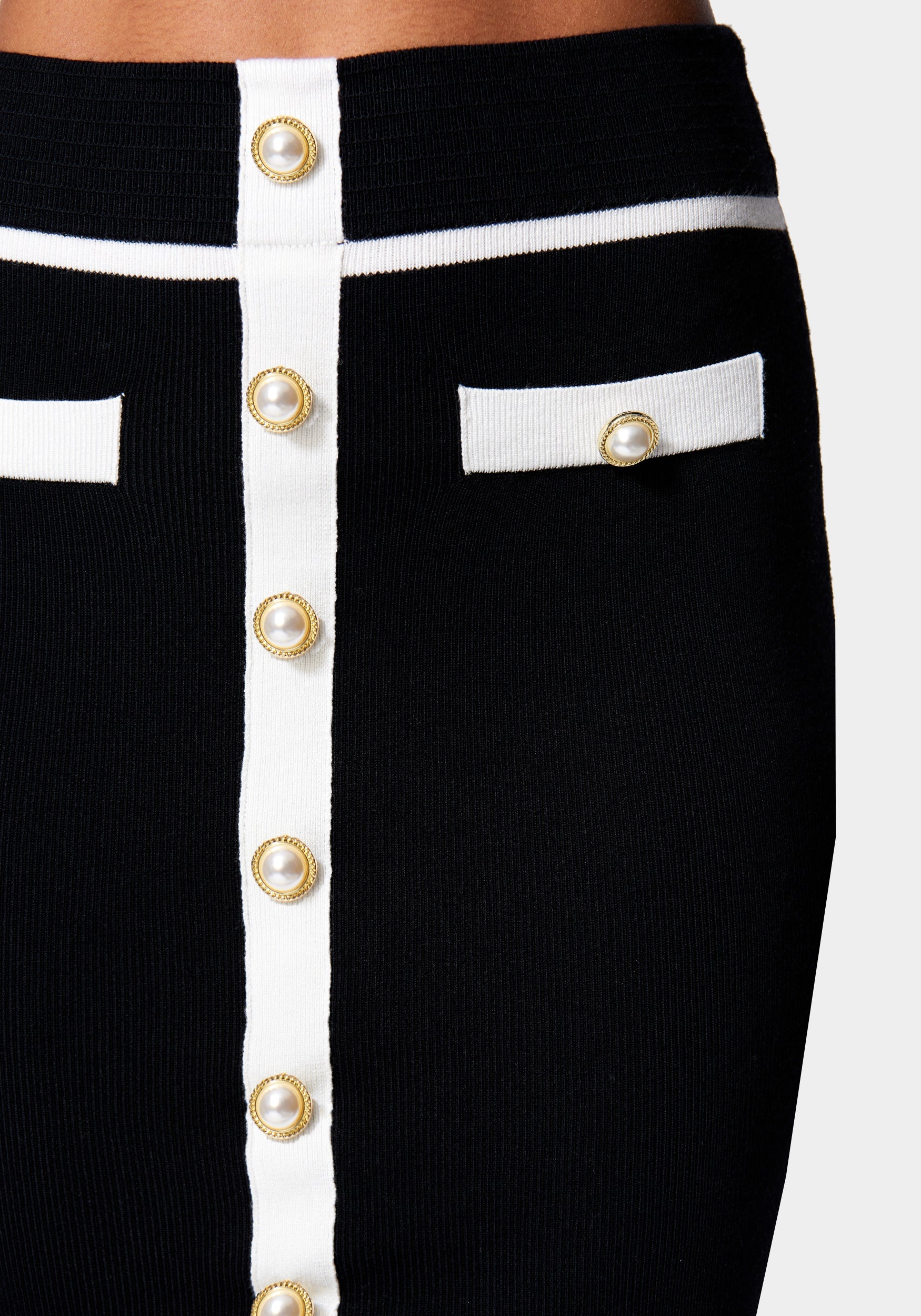 Contrast Button Detail Sweater Skirt