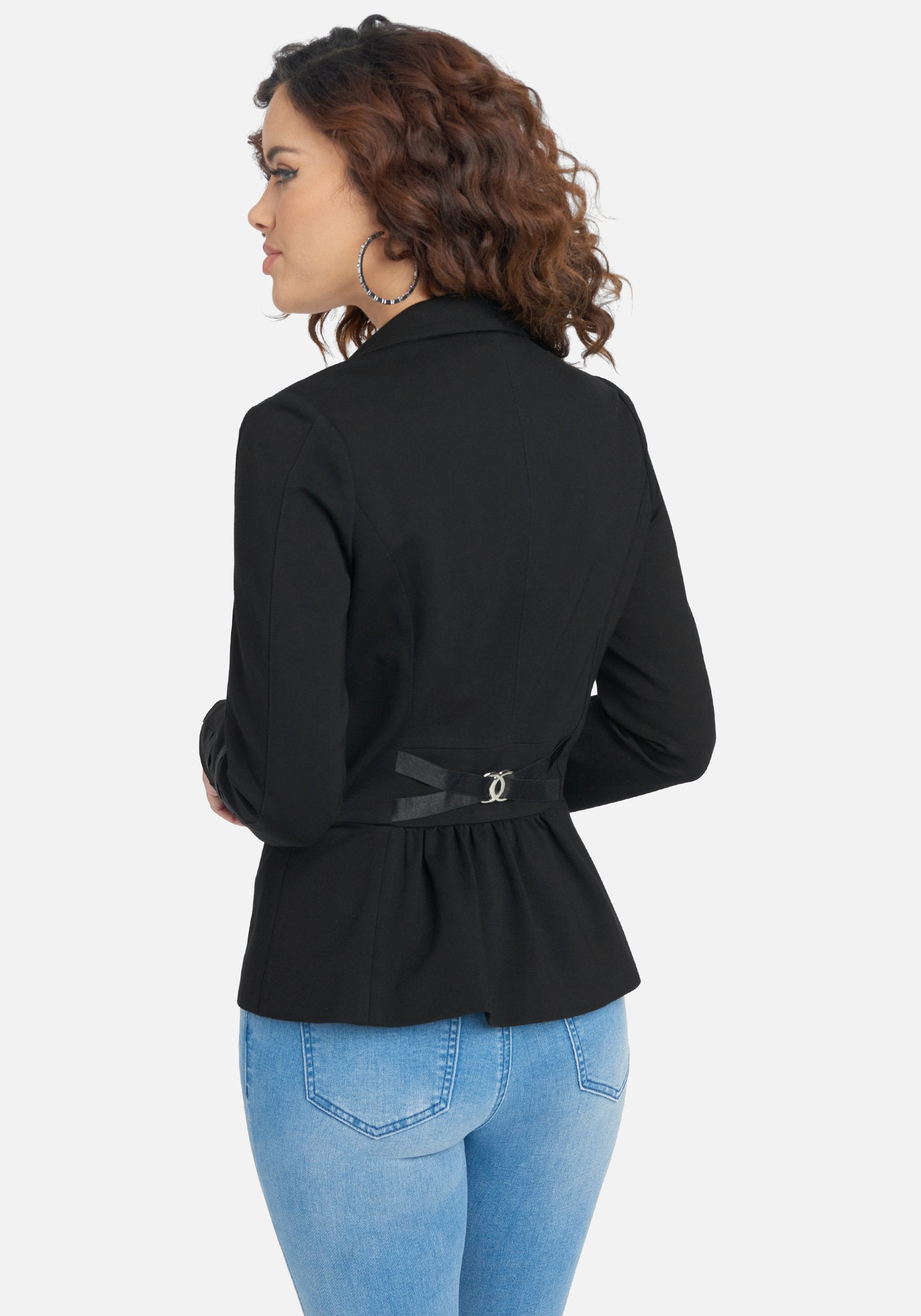 Cinched Back Peplum Detail Blazer