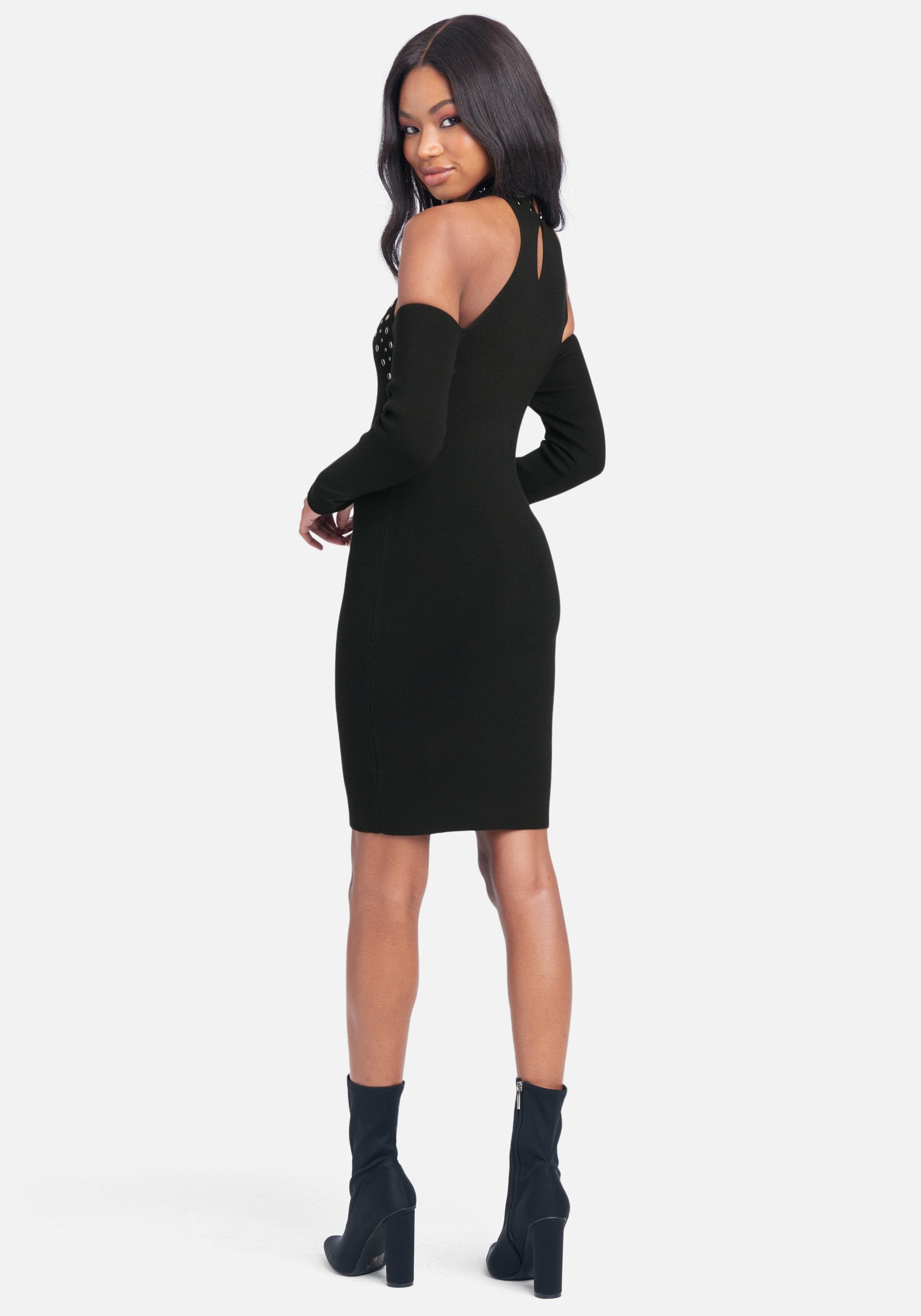 Jeweled Neck Sweater Dress